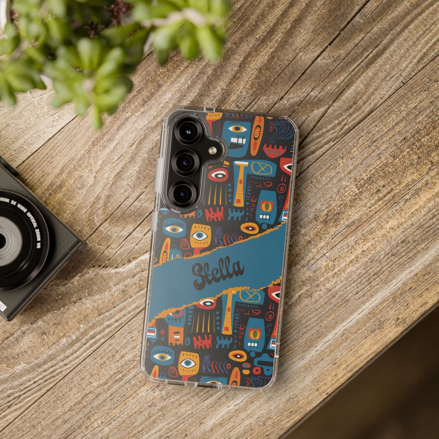 Phone Case — Colorful Abstract Faces Clear Impact-Resistant Case