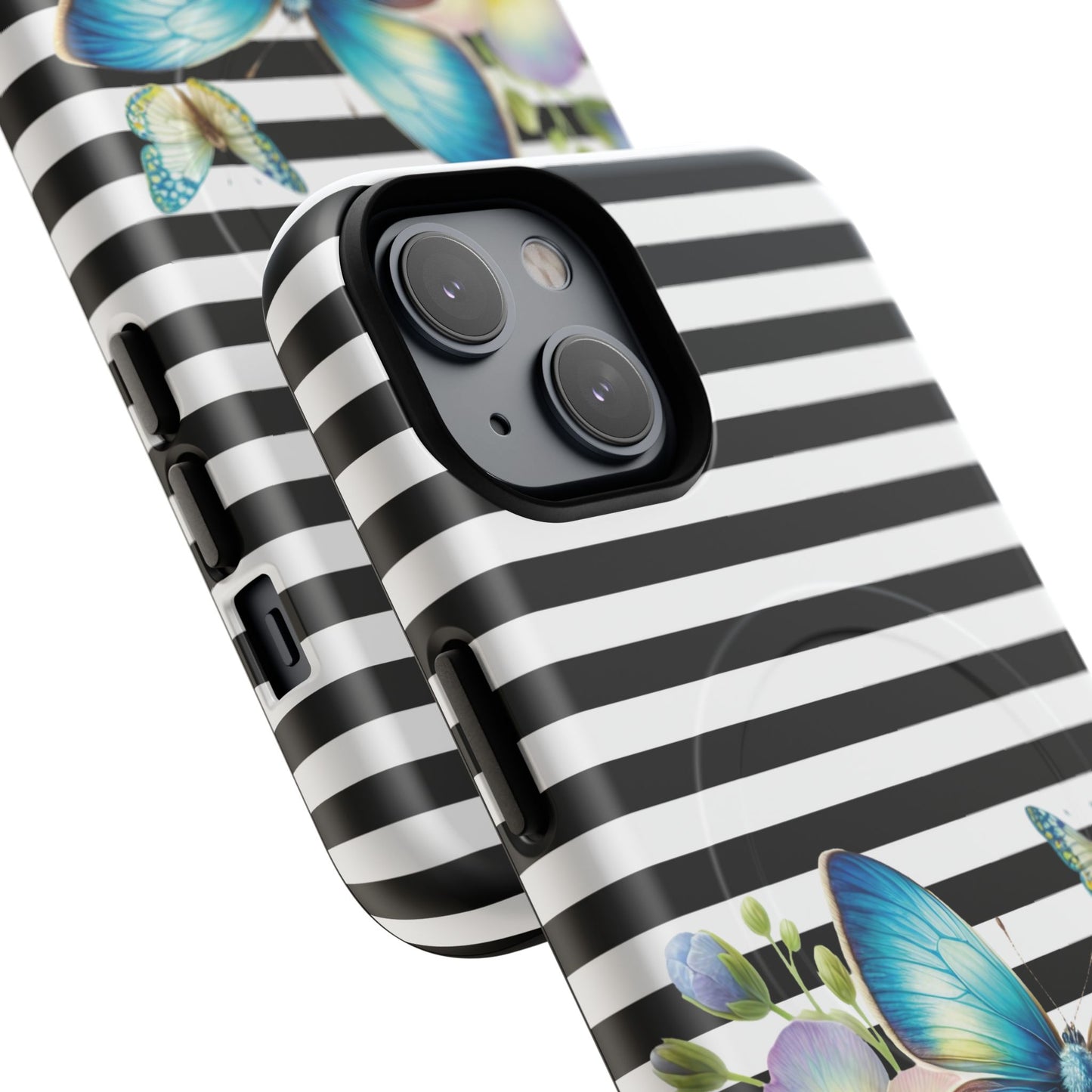 Pansy Parade Tough iPhone Magnetic Cases, Floral Tough Case, Striped iPhone Magnetic Cover, Phone Accessory, Gift for Nature Lovers