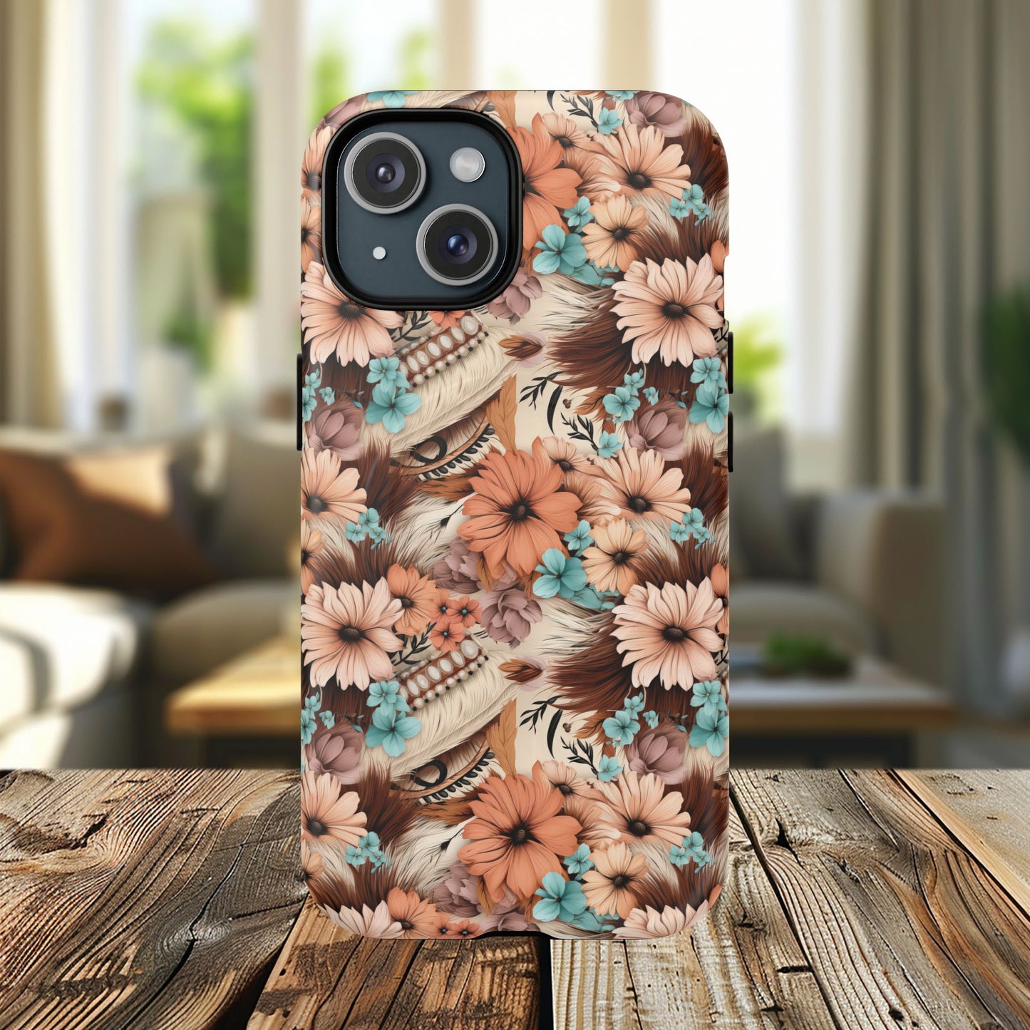 Spirit in Bloom Tough iPhone Magnetic Cases, Cute iPhone Accessories, Flower Design, Gifts for iPhone 14, 15, 16, 17, Pro Max, Boho Style, Western Style