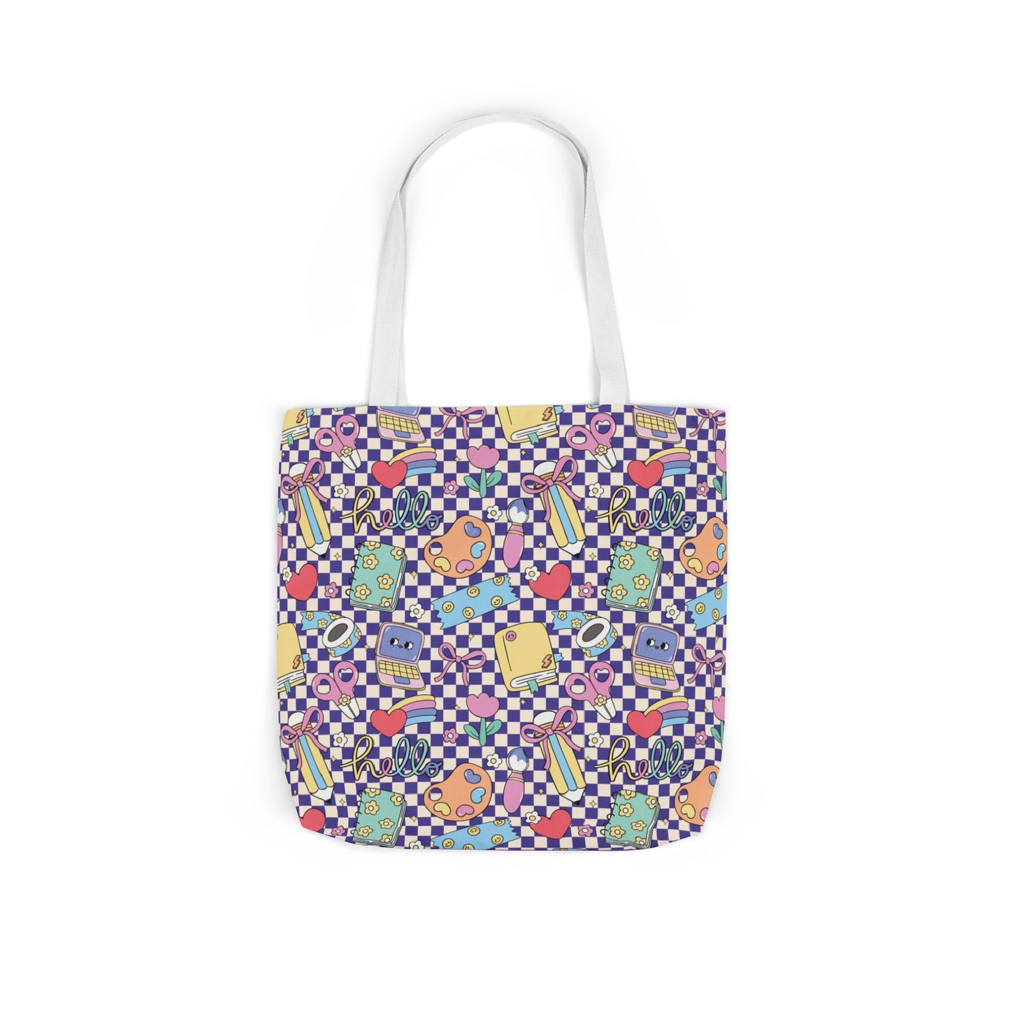 Personalized Purple Doodle Daydream Composition Book Inspired Canvas Tote Bag with Colorful Straps, Cute School Bag, Eco-Friendly Tote, Back to School Shopping Bag, Teacher Gift Idea