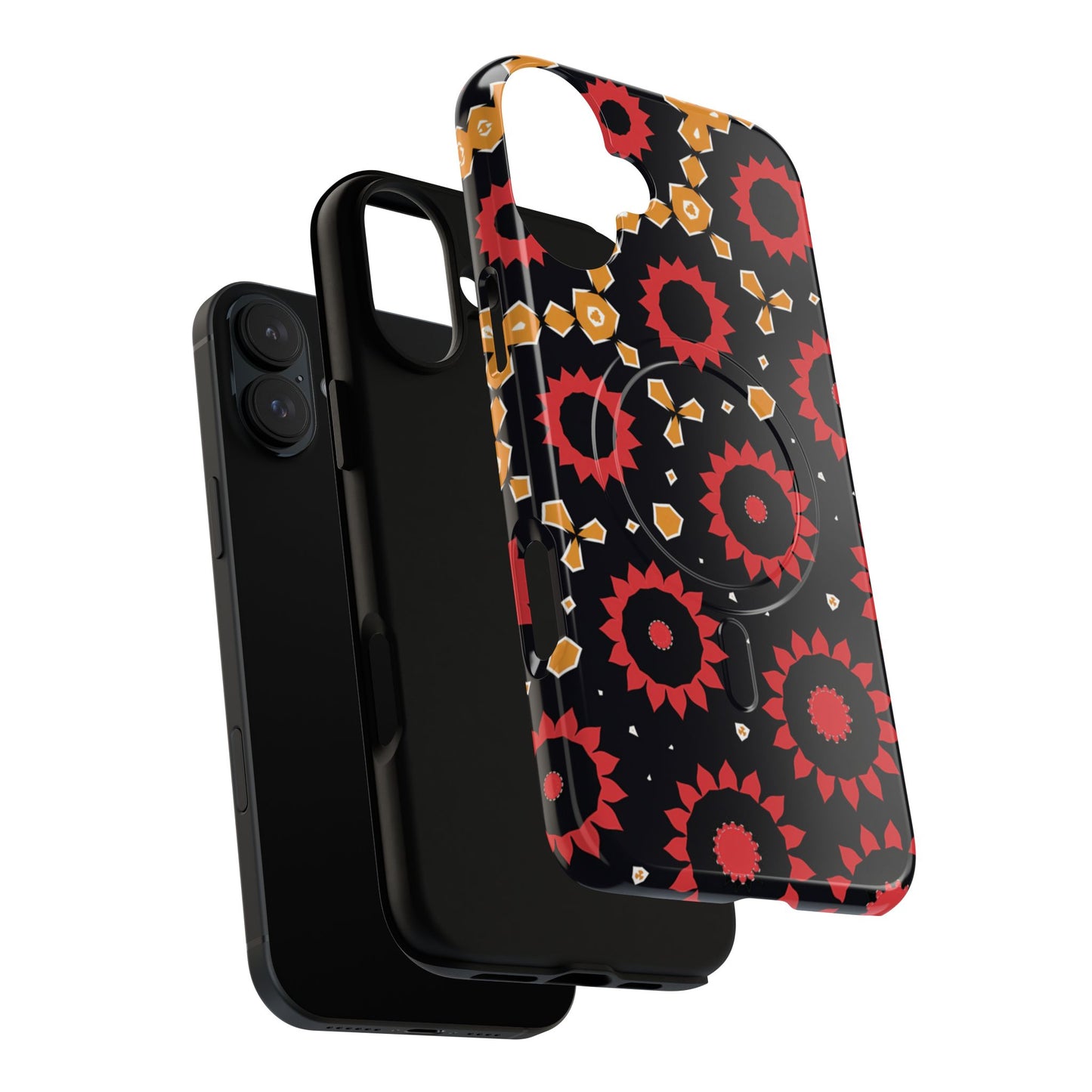 Midnight Ember Bloom Tough Magnetic iPhone Case, Bohemian Floral Design, Stylish iPhone Protection, Gift for Her, Trendy iPhone Accessories