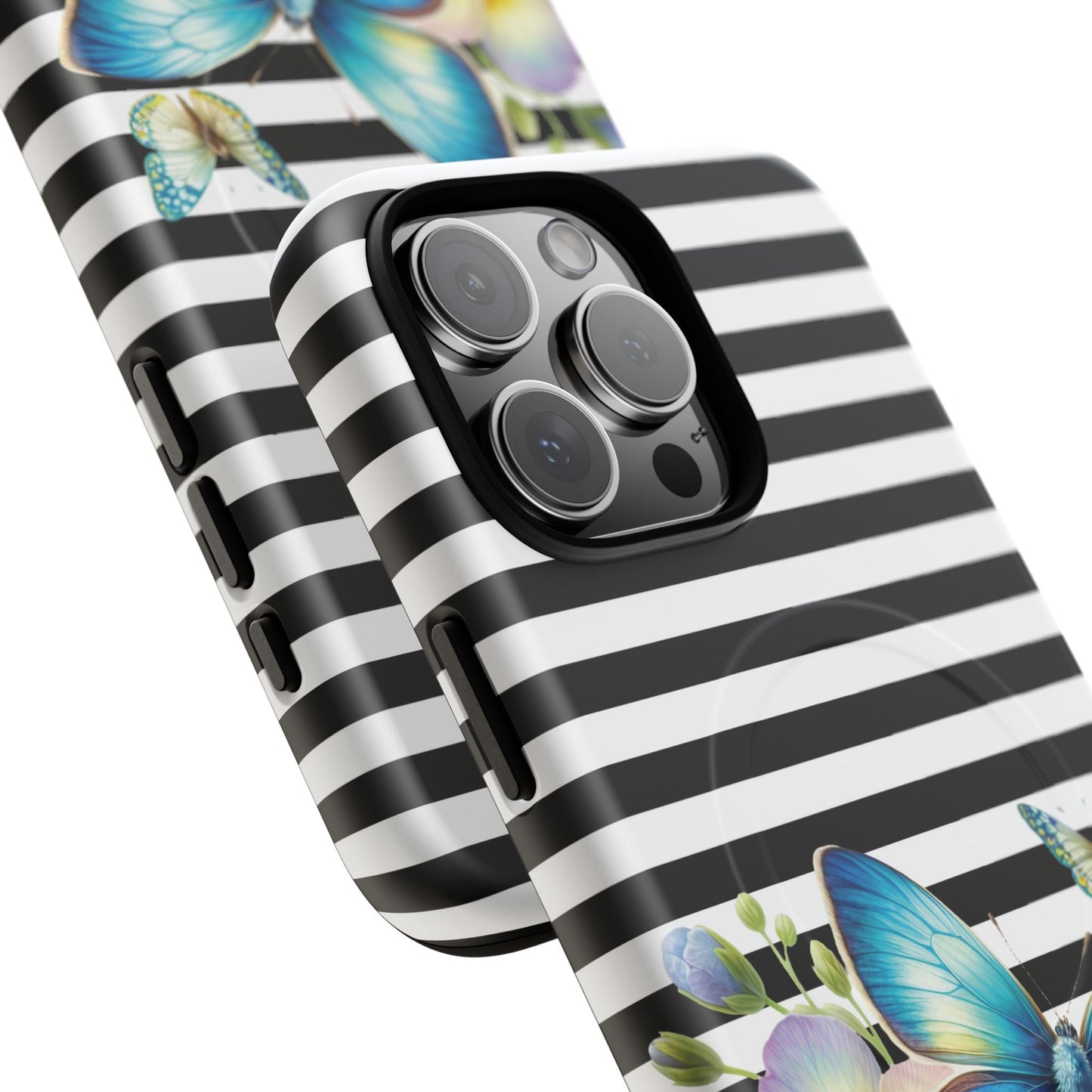 Pansy Parade Tough iPhone Magnetic Cases, Floral Tough Case, Striped iPhone Magnetic Cover, Phone Accessory, Gift for Nature Lovers