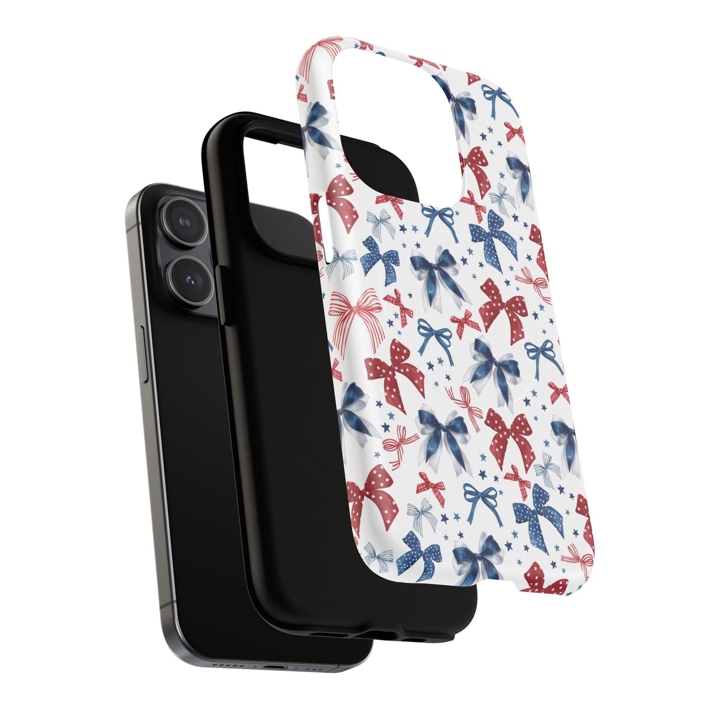Patriotic Coquette Tough iPhone Magnetic Case, Stylish Gift for Her, Summer Celebrations, Cute Bow Design