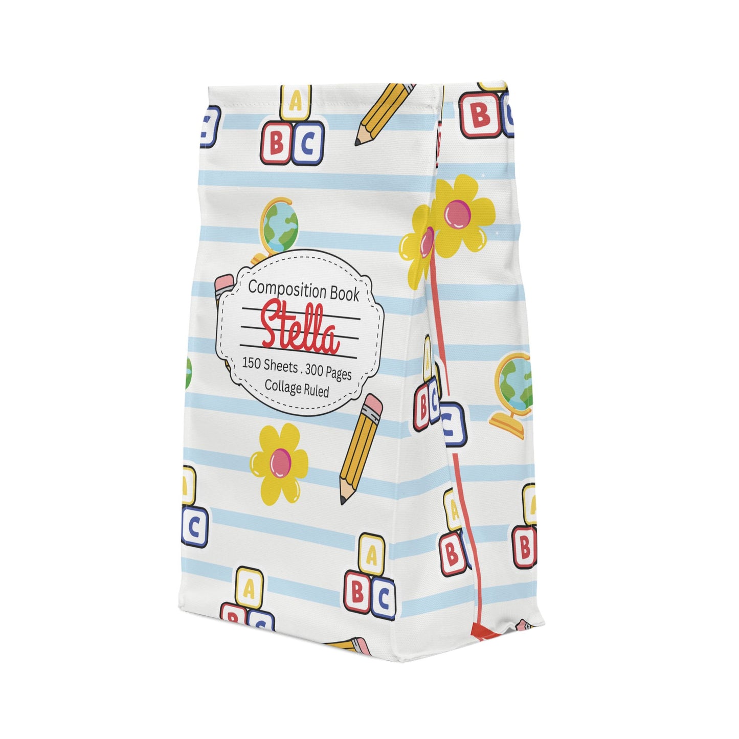 Custom White SchoolYard Chic Composition Book Inspired Stylish Polyester Lunch Box for Kids - Perfect for School, Picnics, or Snacks | Personalized ABC Design, Back to School, Family [...]