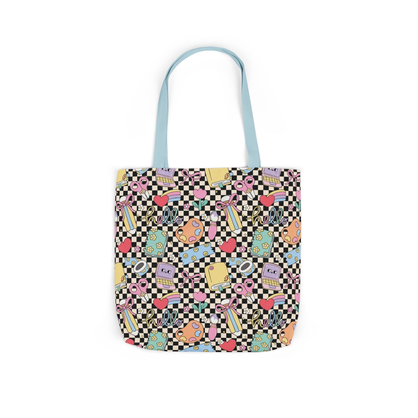 Personalized Black Doodle Daydream Composition Book Inspired Canvas Tote Bag with Colorful Straps, Cute School Bag, Eco-Friendly Tote, Back to School Shopping Bag, Teacher Gift Idea