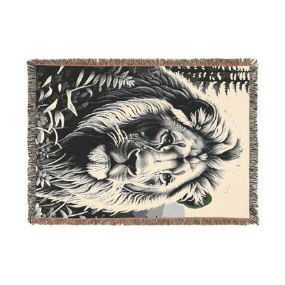 Lion Illustration Tapestry Woven Blanket