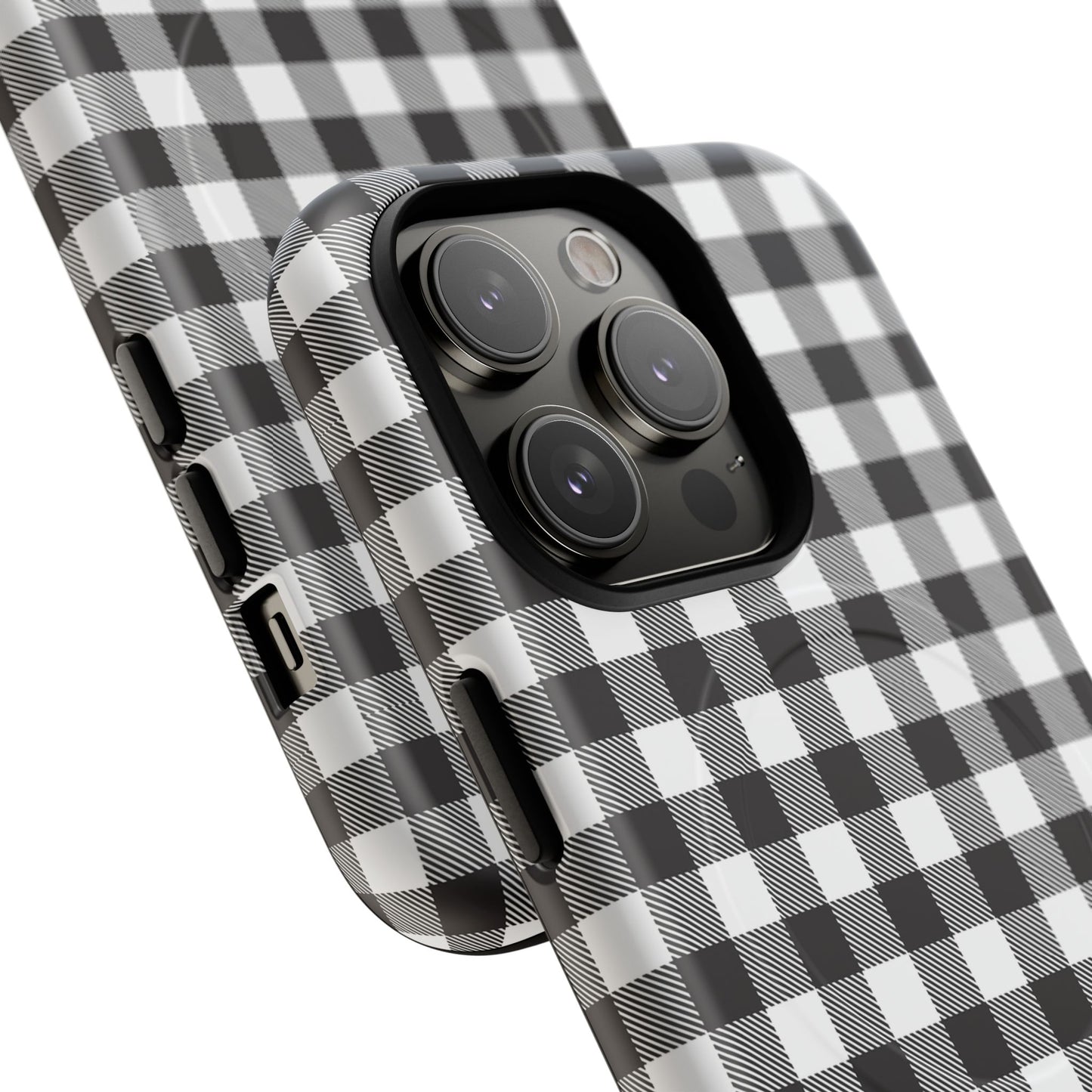 Black and White Gingham Phone Case, Tough Magnetic Cases, Stylish Phone Cover, Gift for Her, Trendy Phone Accessory, Checkered Print