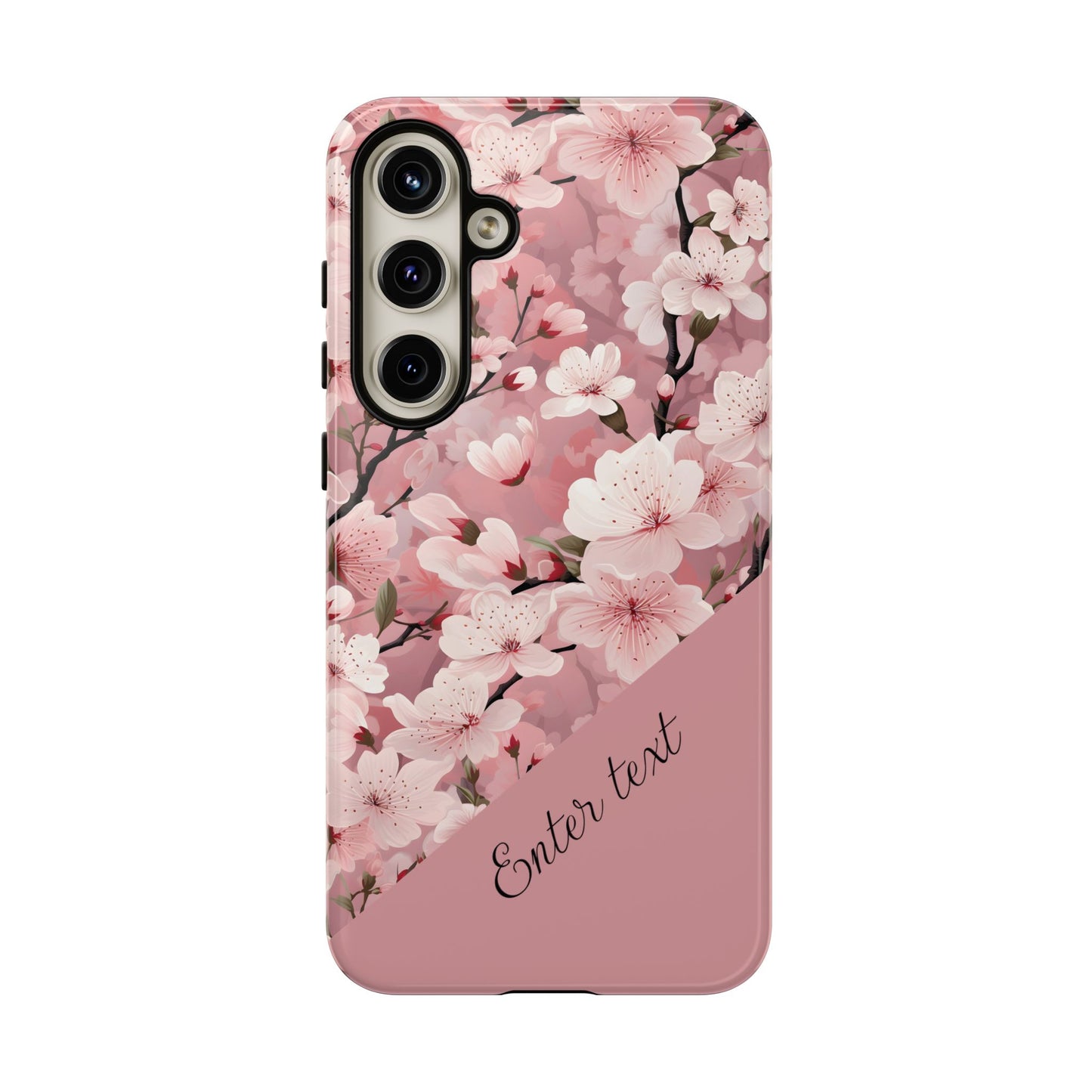 Personalized Cherry Blossom Tough Phone Case — Pink Floral Protective Case for Samsung & Google