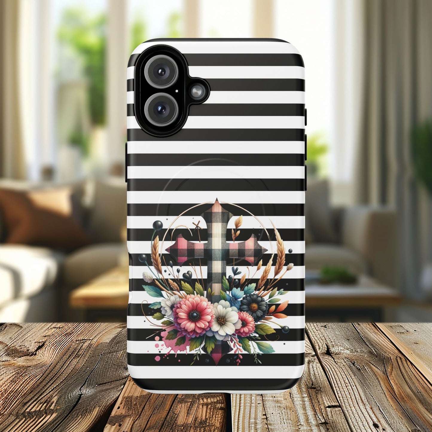 Striped in His Glory iPhone Case, Tough Magnetic Phone Protector, MagSafe iPhone Cover, Durable Case for Everyday Use, Gift for Nature Lovers, Vibrant Design.