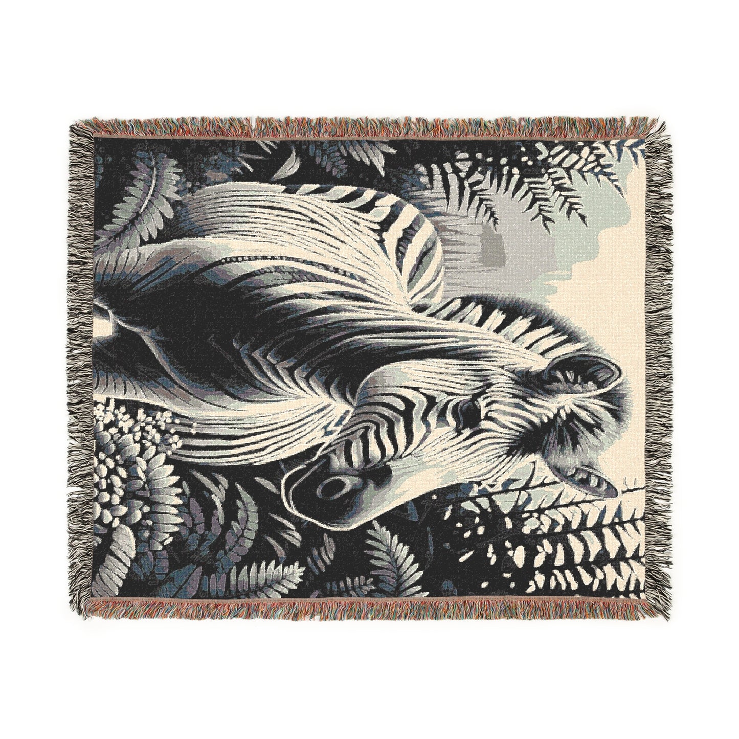 Zebra Illustration Tapestry Woven Blanket