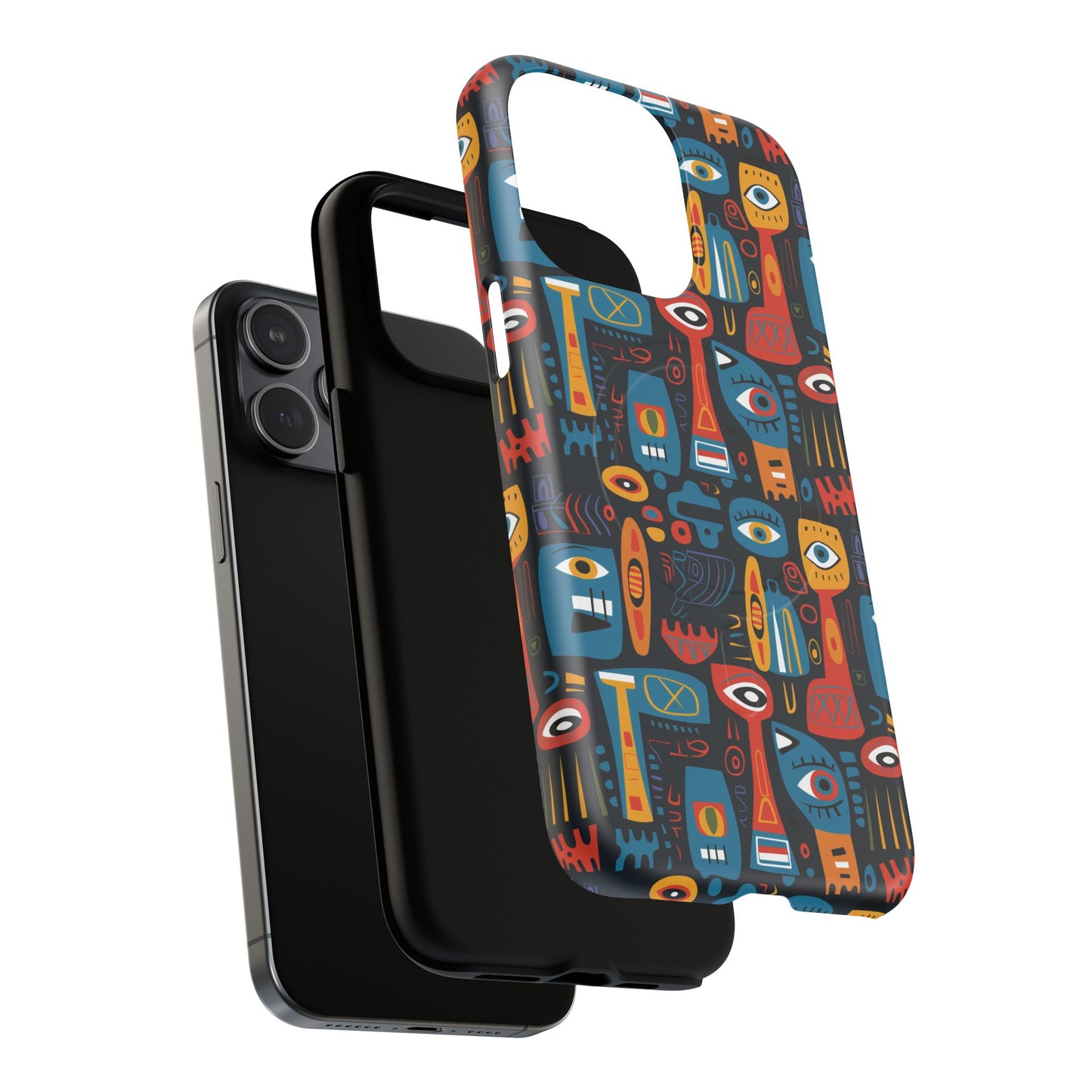 Urban Totem Vibe Tough iPhone Magnetic Case, Colorful Bohemian Art, Unique Gift for Him/Her, Holiday Accessory, iPhone Protection, MagSafe iPhone Case.