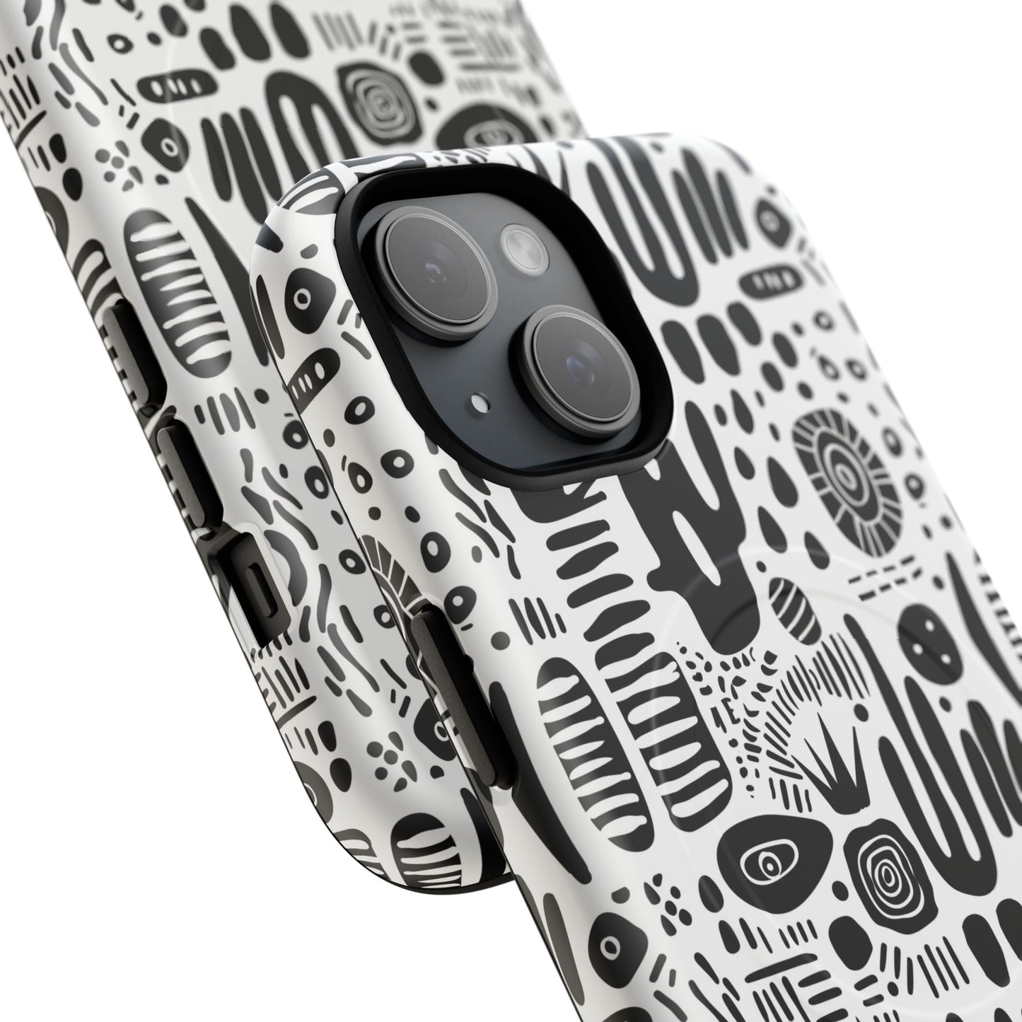 Abstract Monochrome Tough Magnetic iPhone Cases, Stylish Phone Cover, Durable Phone Protector, Modern Tech Accessories, Unique Gift Ideas