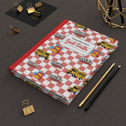Custom Red SchoolYard Chic Composition Book Inspired Ruled Hardcover Journal for Kids, Fun School Notebook, Customizable Composition Book, Back to School Gift, Learning Organizer