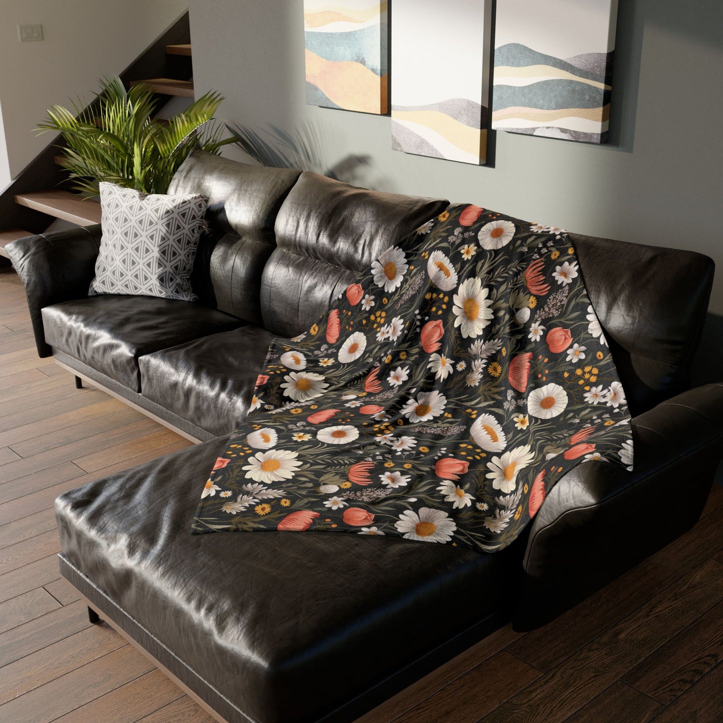 Blossom Elegance: Noir Garden Soft Minky Blanket''