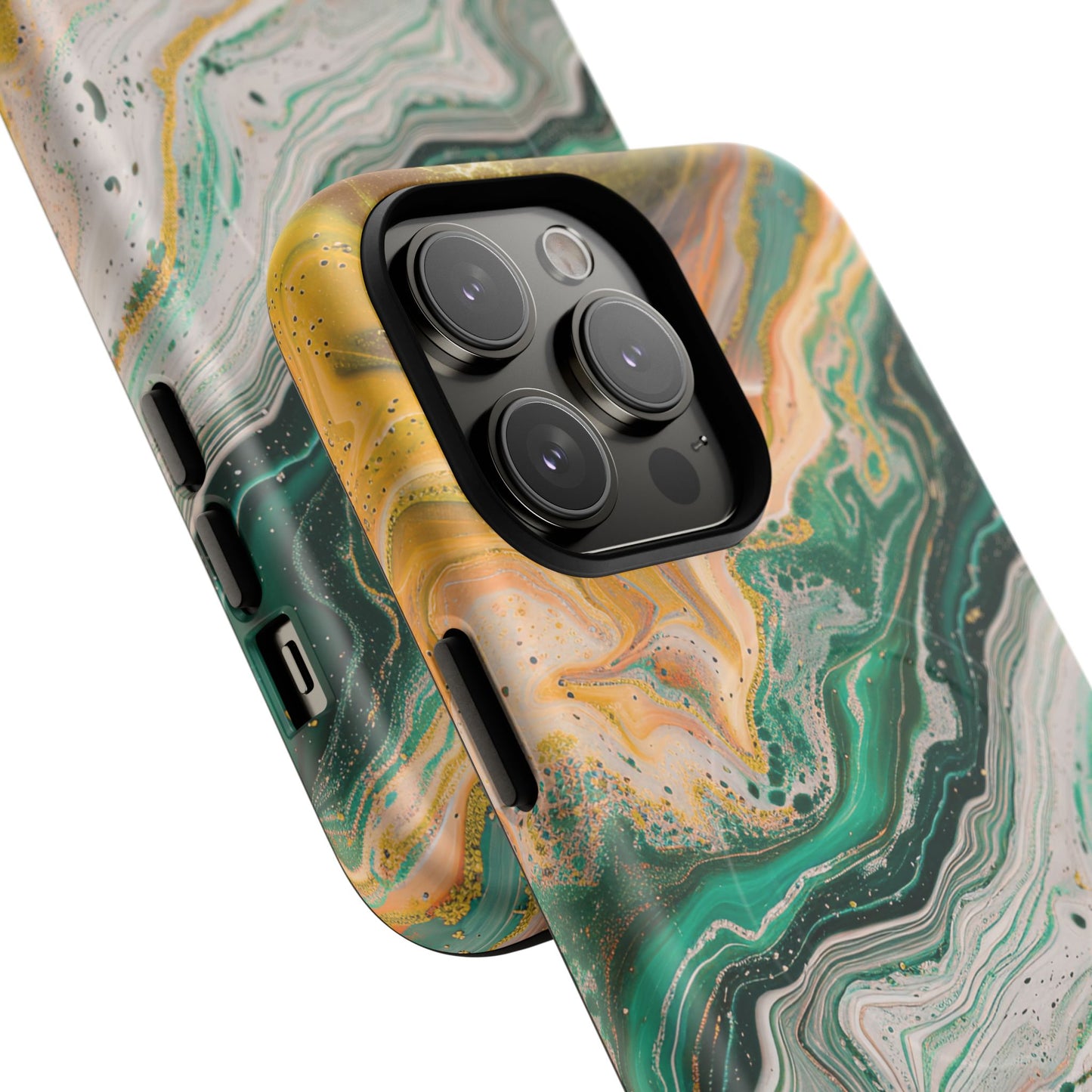 Magnetic iPhone Cases with Green Marble Design, Tough Magnetic Cases, iPhone Accessories, Gift for Her, Trendy iPhone Cover