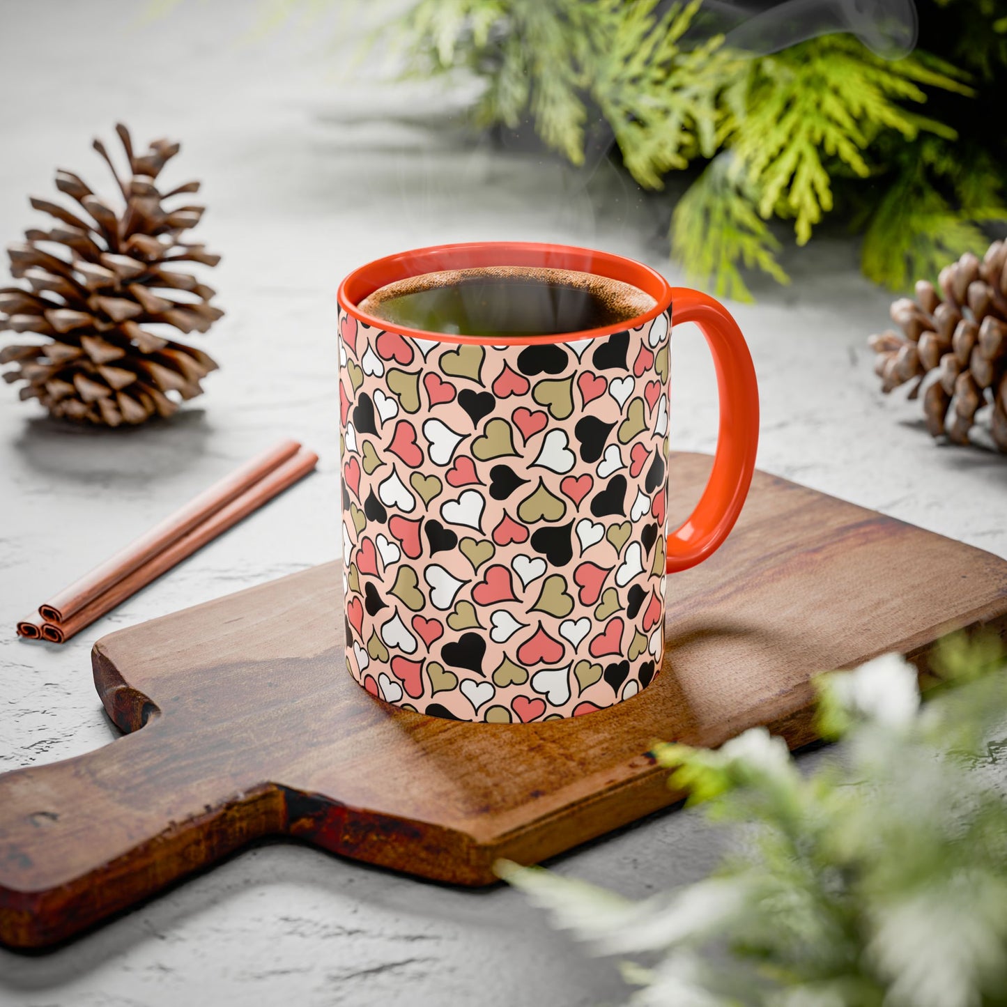 Heart Patterned Coffee Mug - Colorful Love Design, Perfect for Gifts & Celebrations