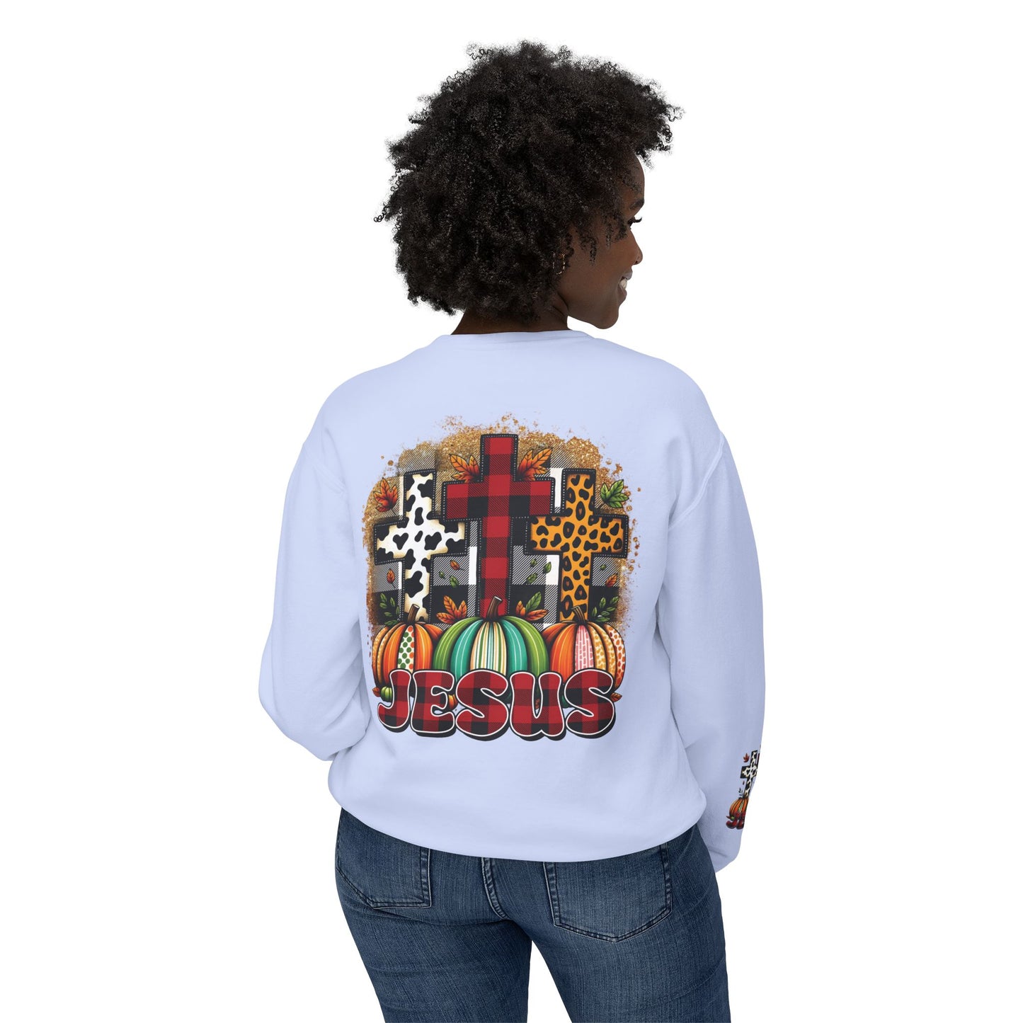 Faithful Harvest Cross Unisex Lightweight Crewneck Sweatshirt