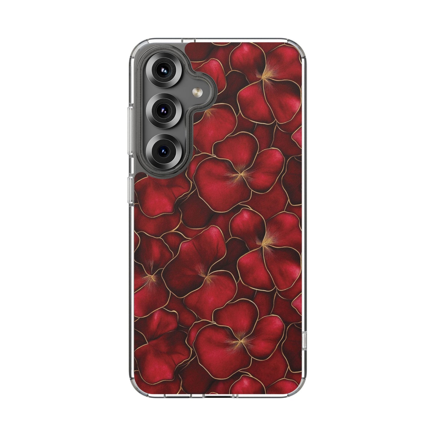 Velvet Petal Noir Floral Petal Clear Impact-Resistant iPhone and Samsung Case.