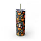 Whimsical Feline Garden Skinny Tumbler with Straw, 20oz