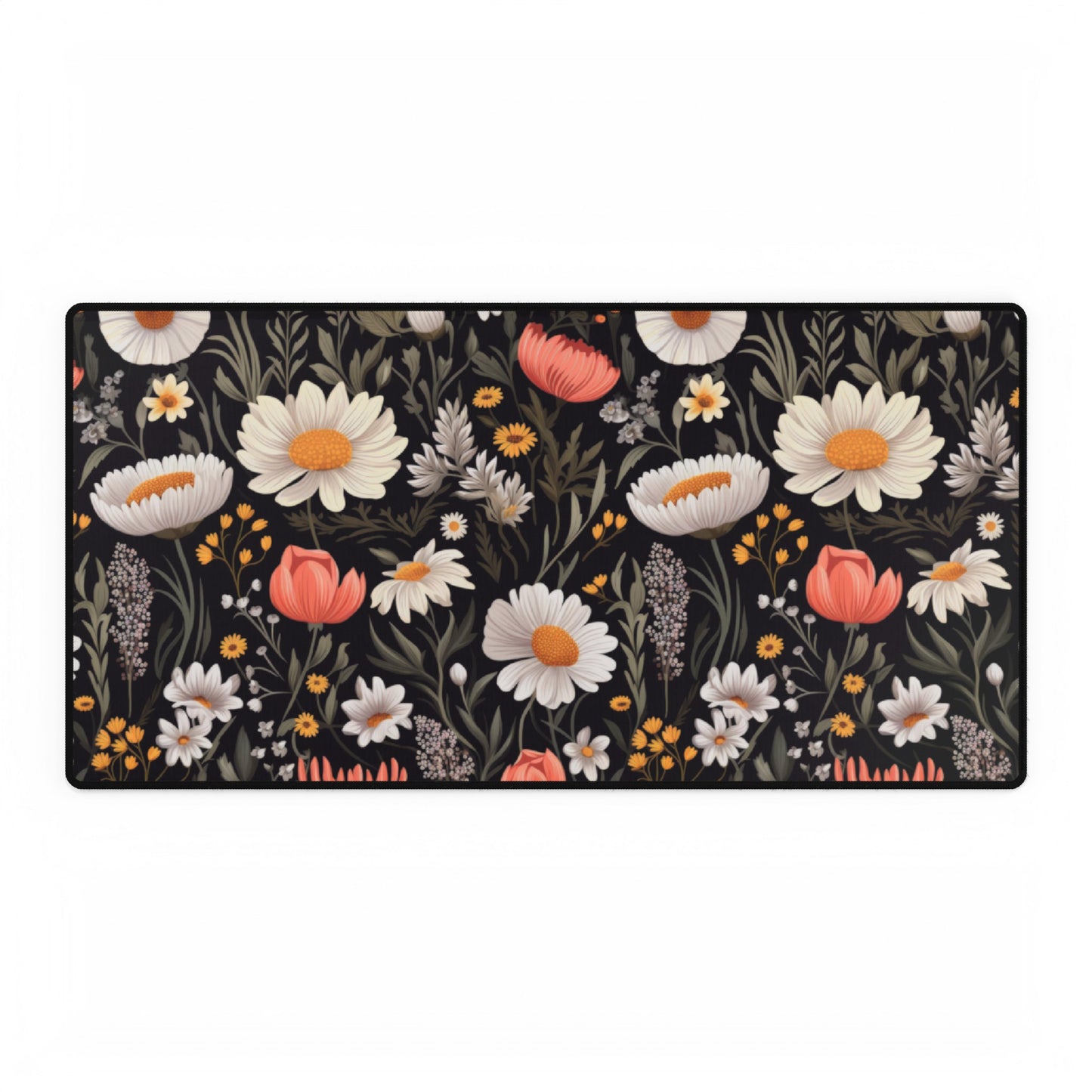 Blossom Elegance: Noir Garden Desk Mat