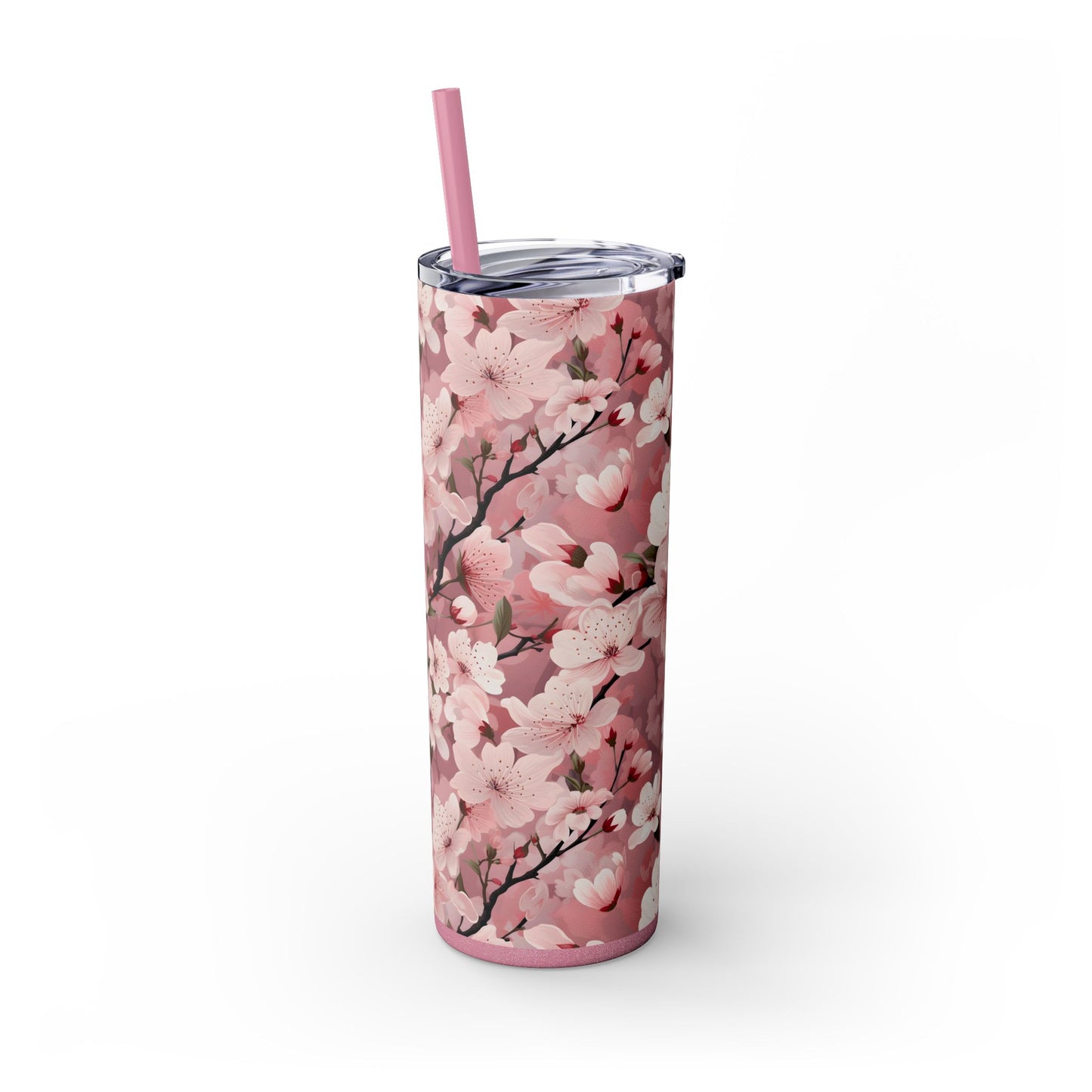 Cherry Blossom Skinny Tumbler with Straw - 20oz Floral Drinkware
