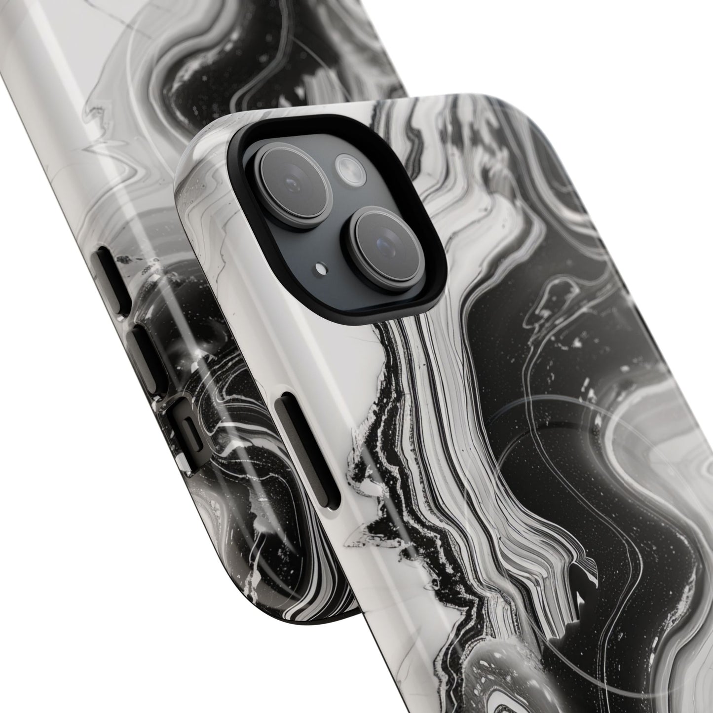 Black Marble Magnetic iPhone Case for Tough Protection, Stylish iPhone Mobile Accessory, Fashionable Gift, Unique Marble iPhone Design, Durable Smartphone Cover