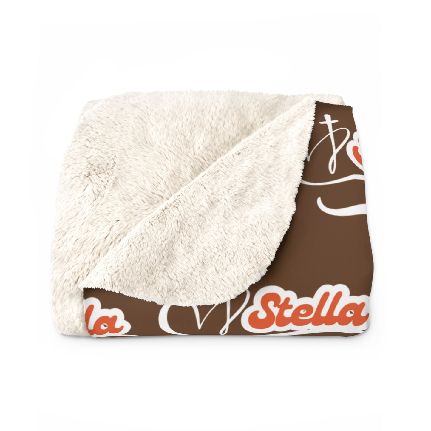 Personalized Name Sherpa Blanket — Cozy Brown Fleece Throw with Script Logo, Christmas Gifts, Gifts for Her/Him.