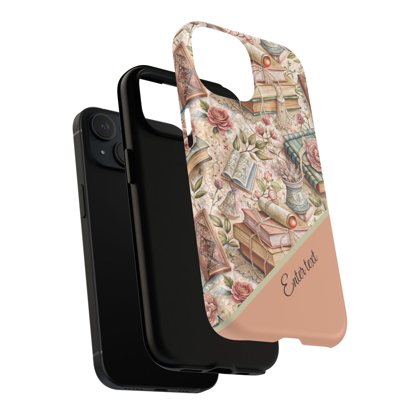 Persoonalized Vintage Book Lover's Tough Magnetic iPhone Case, Literary Gifts, Floral Design, Bookish Aesthetic, Unique Gift for Readers, Protective Case