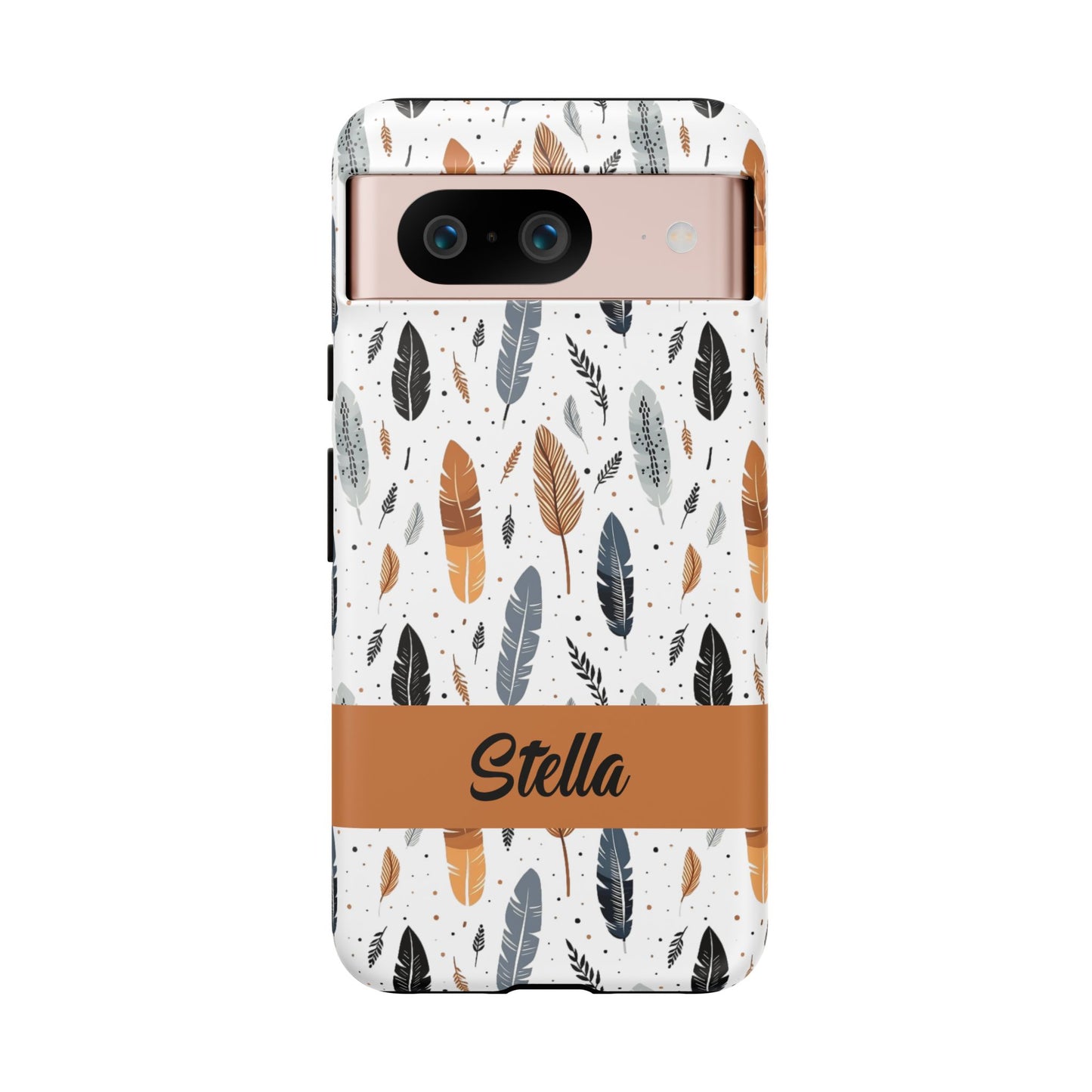 Personalized Whispering Feathers Samsung, Google Pixel and iPhone Case, Custom Name Case.