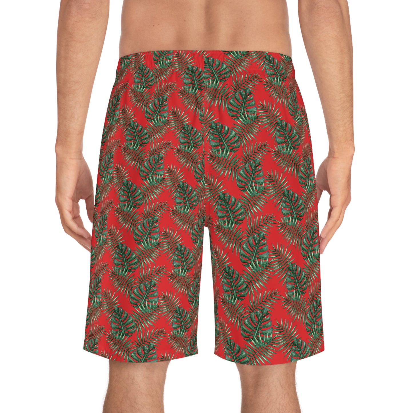 Red Tropical Bliss Men's Board Shorts (AOP)- (PY)