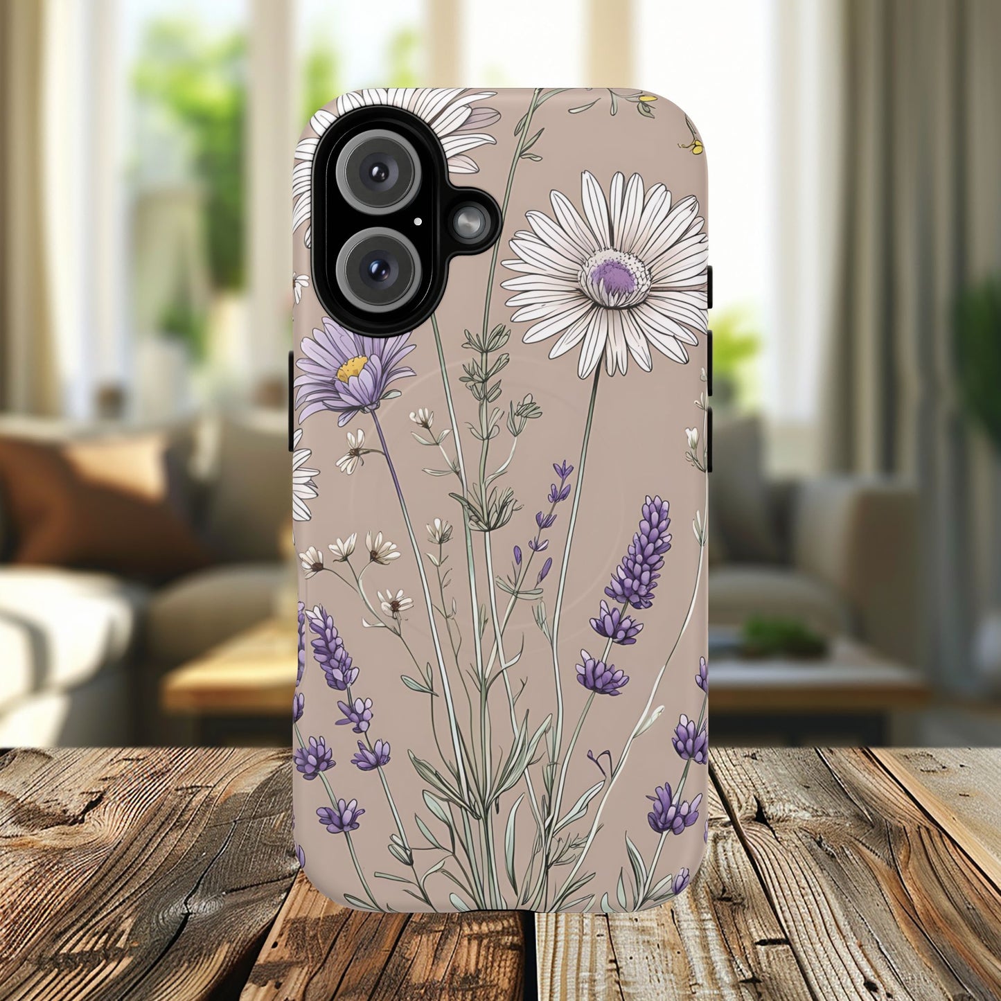 Lavender Floral Tough Magnetic Phone Case | Durable Protective Cover, Flower Design, Gifts for Her, Phone Accessories, Nature Lover
