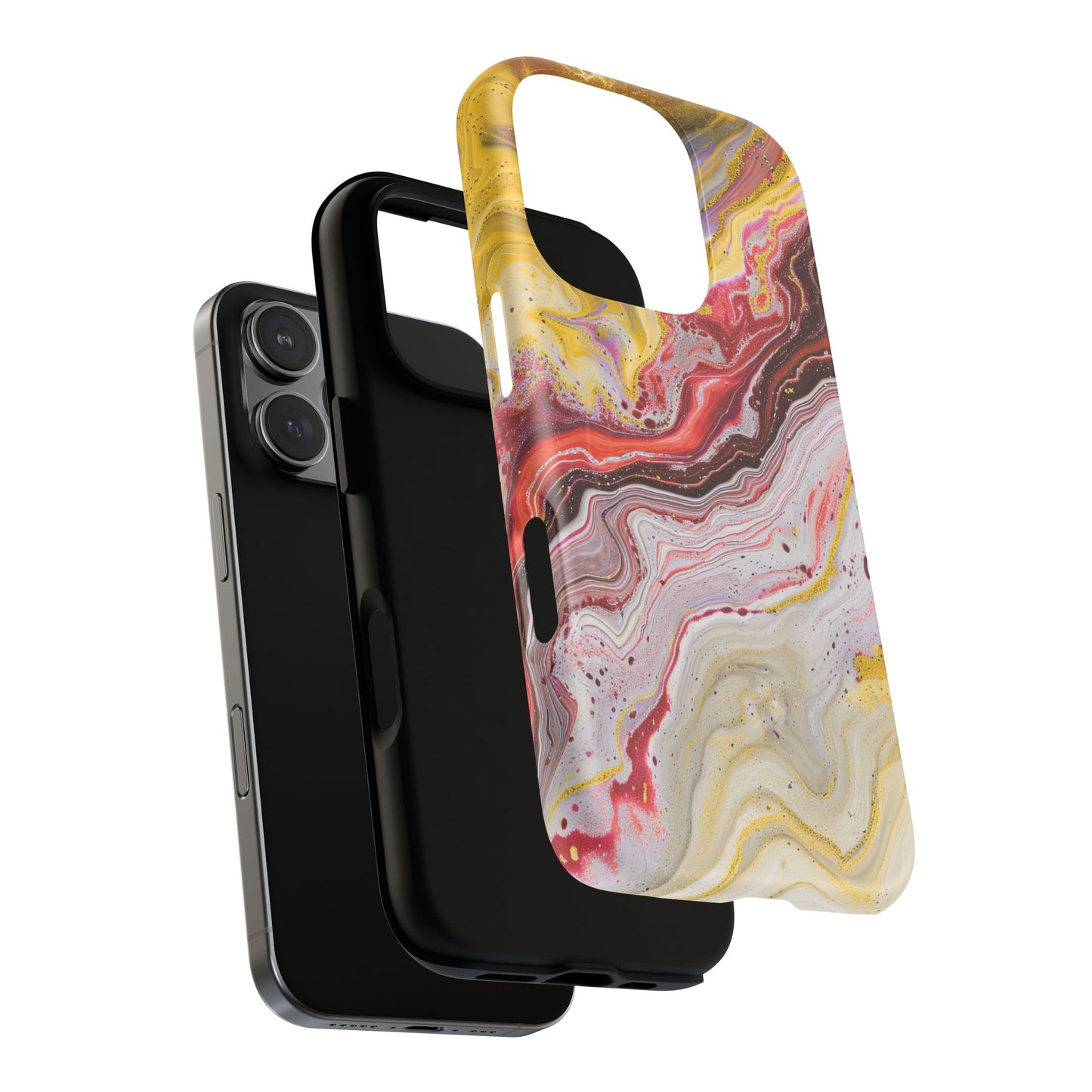 Colorful Red Marble iPhone Case, Tough Magnetic Cases, Stylish iPhone Protection, Unique Gift for iPhone Lovers, iPhone Accessories