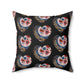 Black Floral Heart Spun Polyester Square Pillow