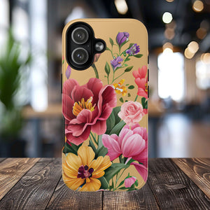 Sunset Botanica Tough iPhone Magnetic Case, Gifts for Her, MagSafe® iPhone® Tough Case, iPhone 13, 14, iPhone 15, iPhone 16, 17, Pro, Pro Max, Plus.