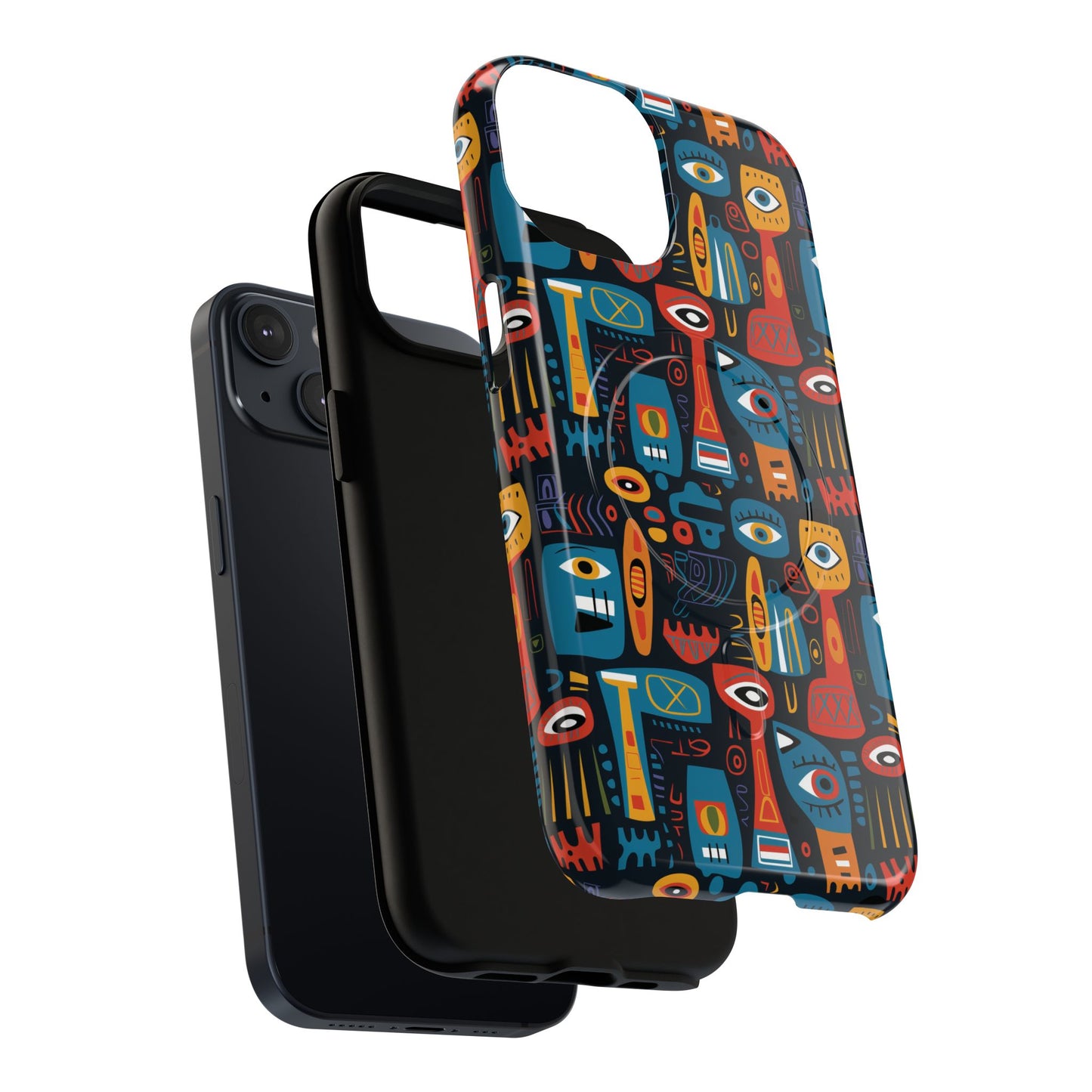Urban Totem Vibe Tough iPhone Magnetic Case, Colorful Bohemian Art, Unique Gift for Him/Her, Holiday Accessory, iPhone Protection, MagSafe iPhone Case.