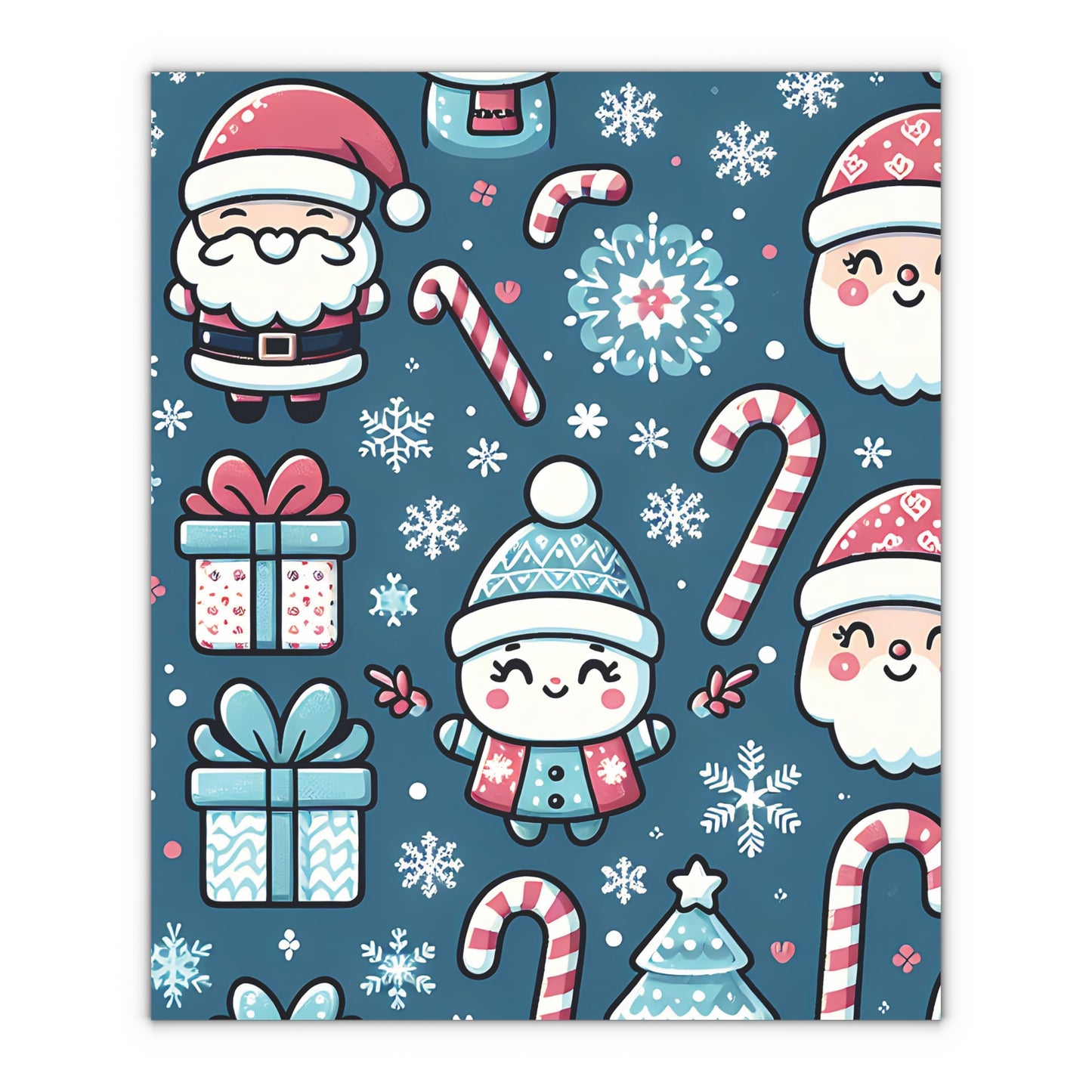 Blue Santa Claus Gift Wrapping Paper Sheets, 1pc