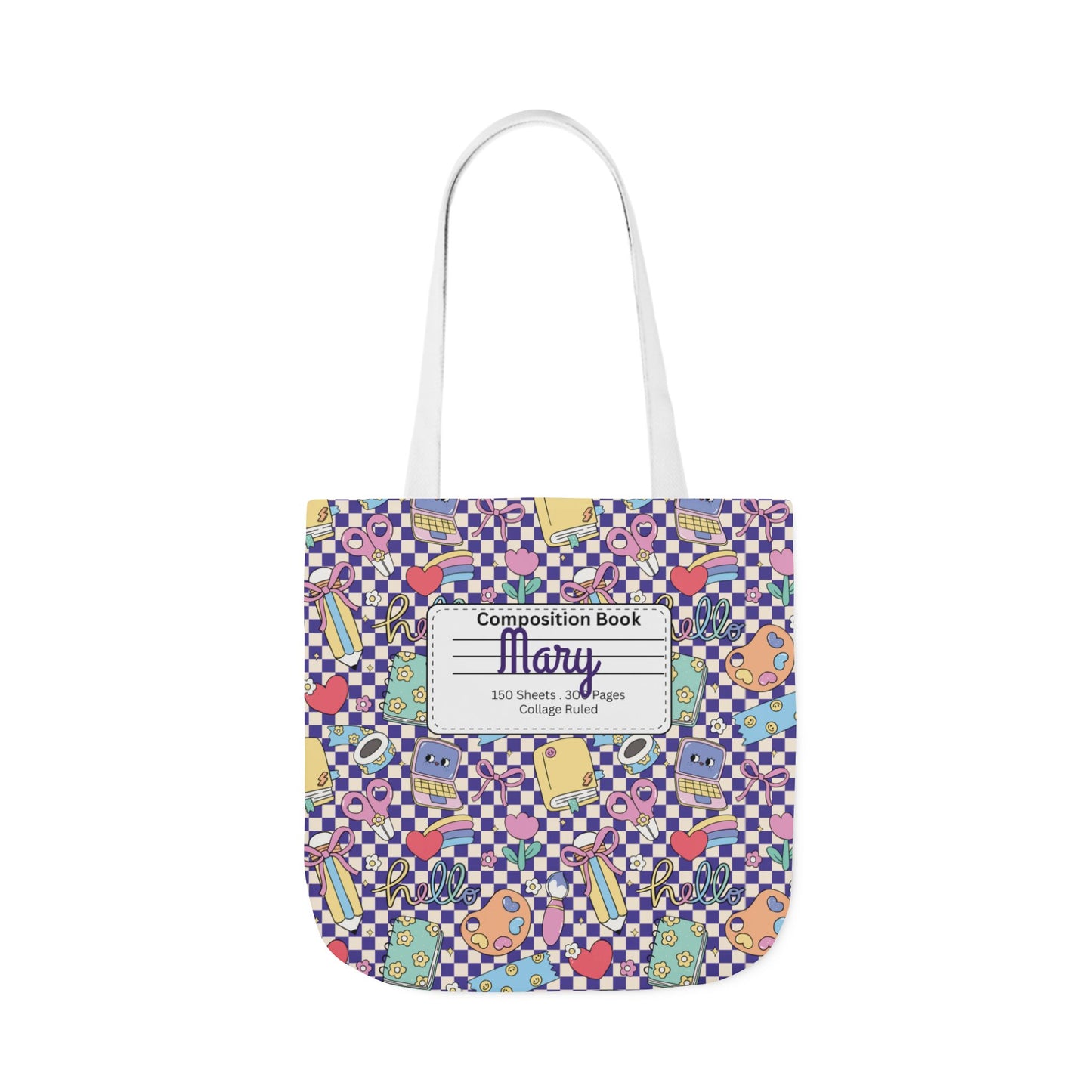 Personalized Purple Doodle Daydream Composition Book Inspired Canvas Tote Bag with Colorful Straps, Cute School Bag, Eco-Friendly Tote, Back to School Shopping Bag, Teacher Gift Idea