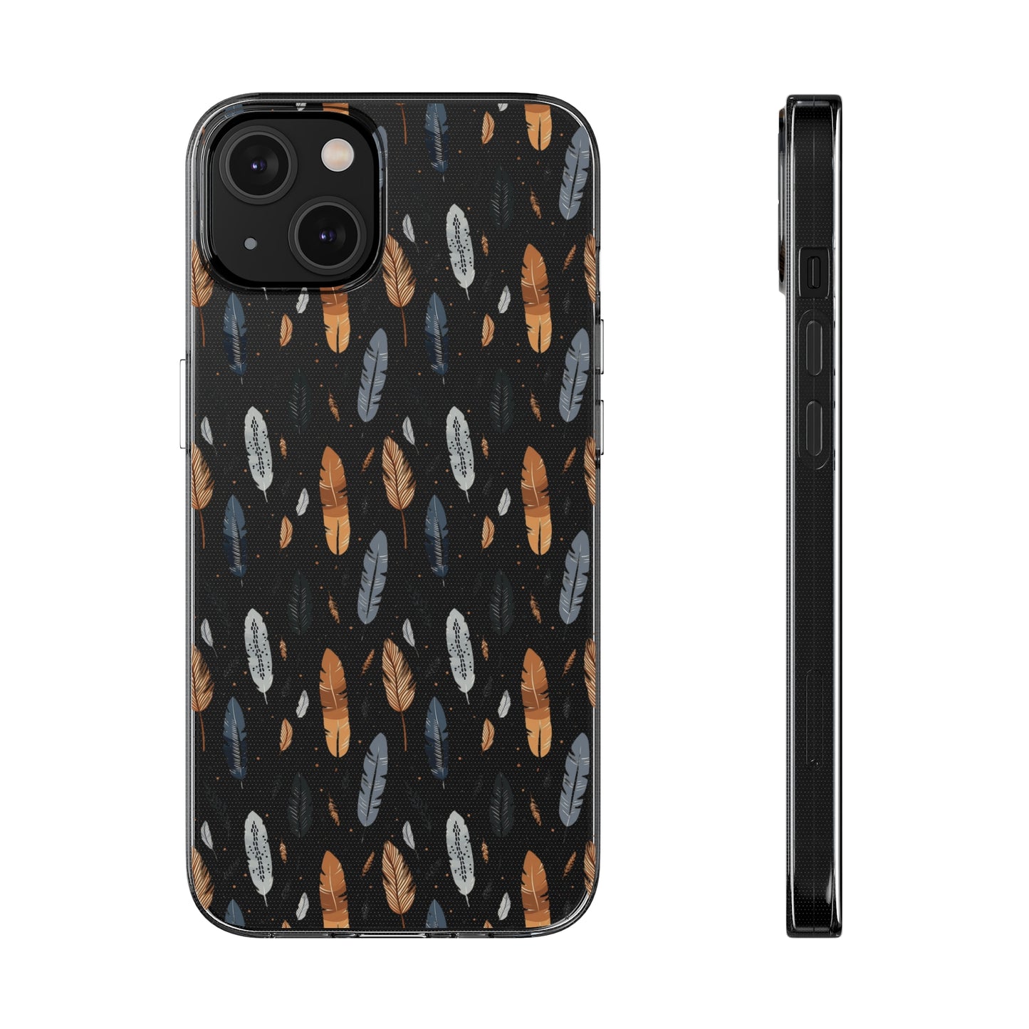 Whispering Feathers Clear Silicone iPhone Cases