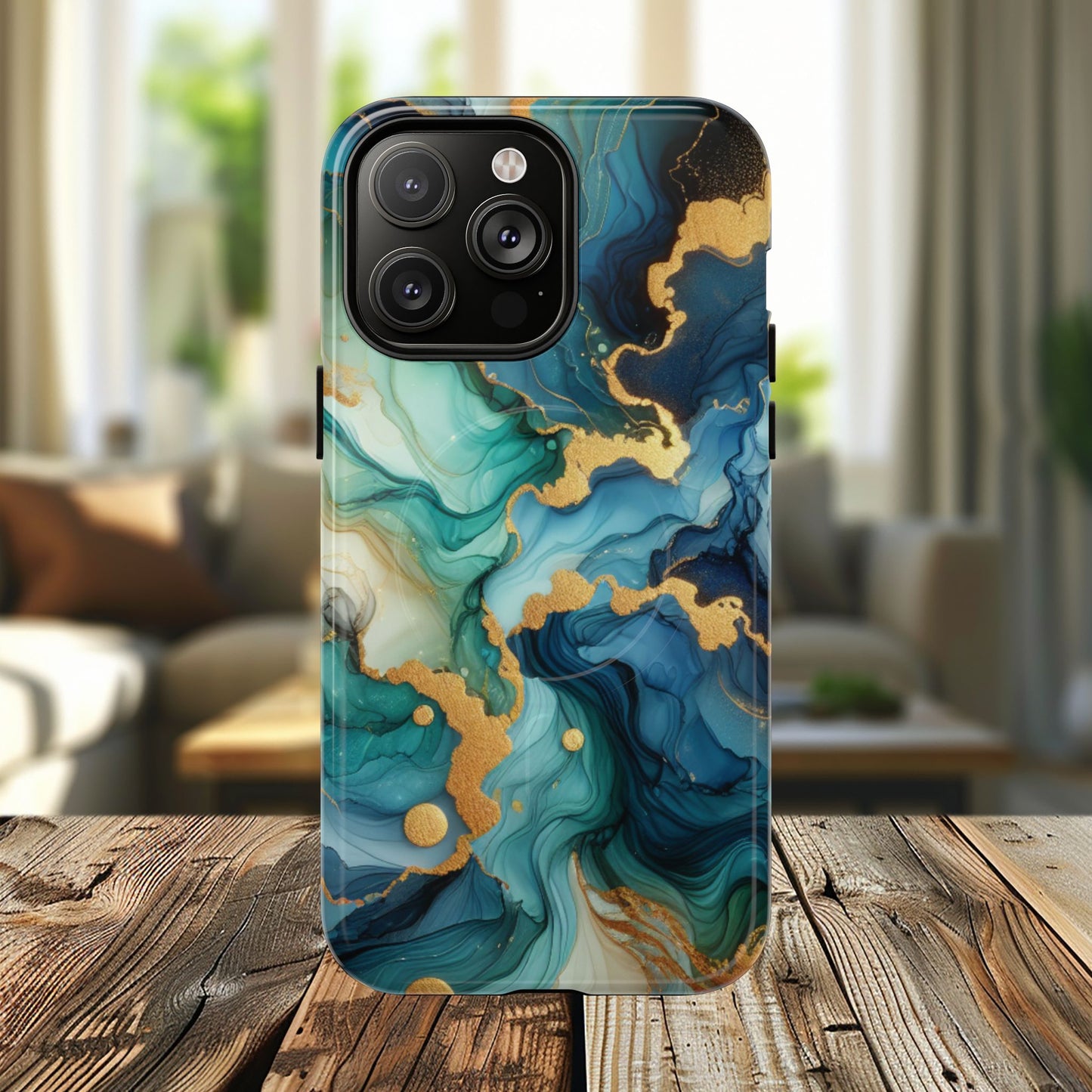 Ocean Quartz Luxe Marble Pattern Tough Magnetic iPhone Case, Phone Accessories, Luxury Gift, Durable iPhone Cover, Unique Design for iPhone Users.