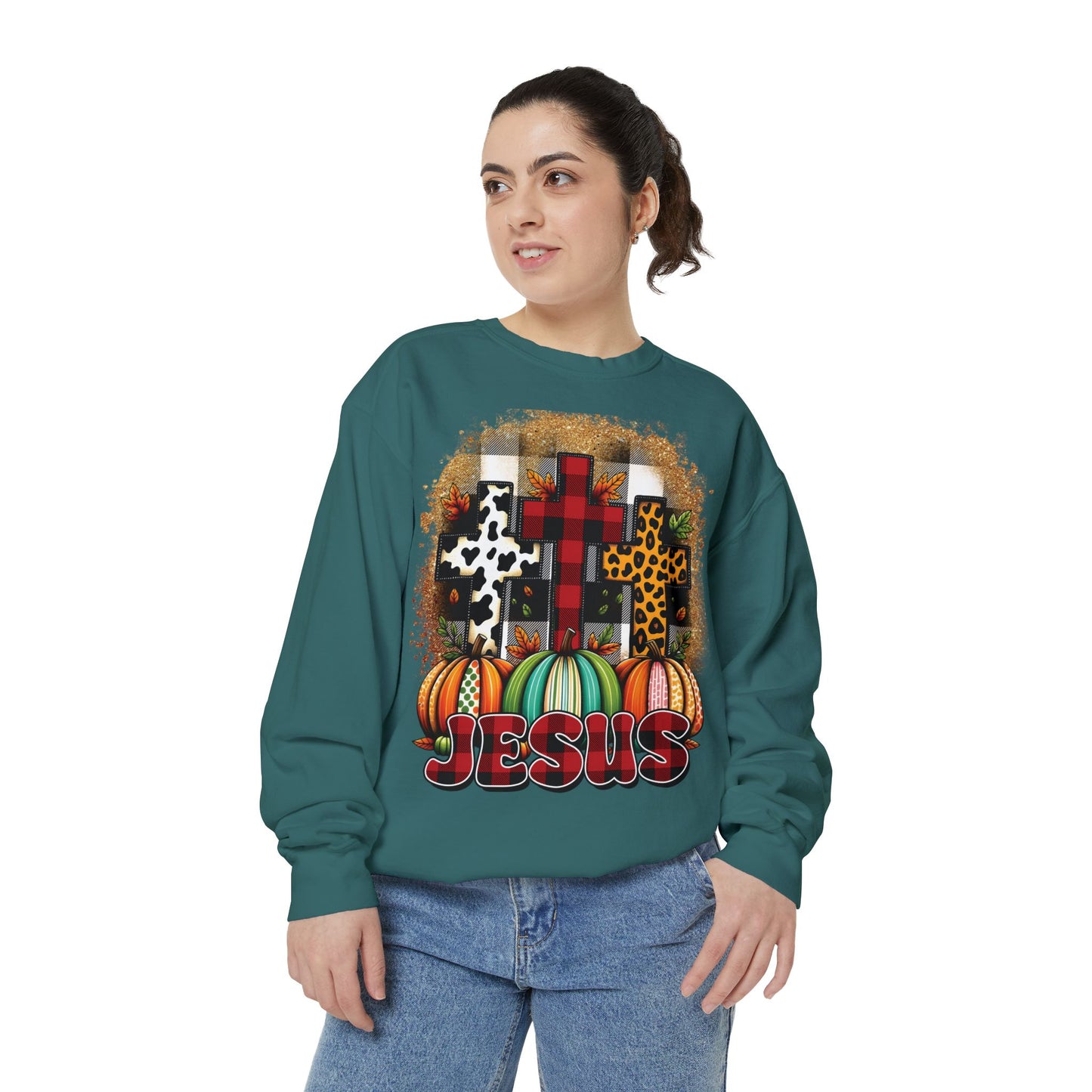 Faithful Harvest Cross Unisex Garment-Dyed Sweatshirt