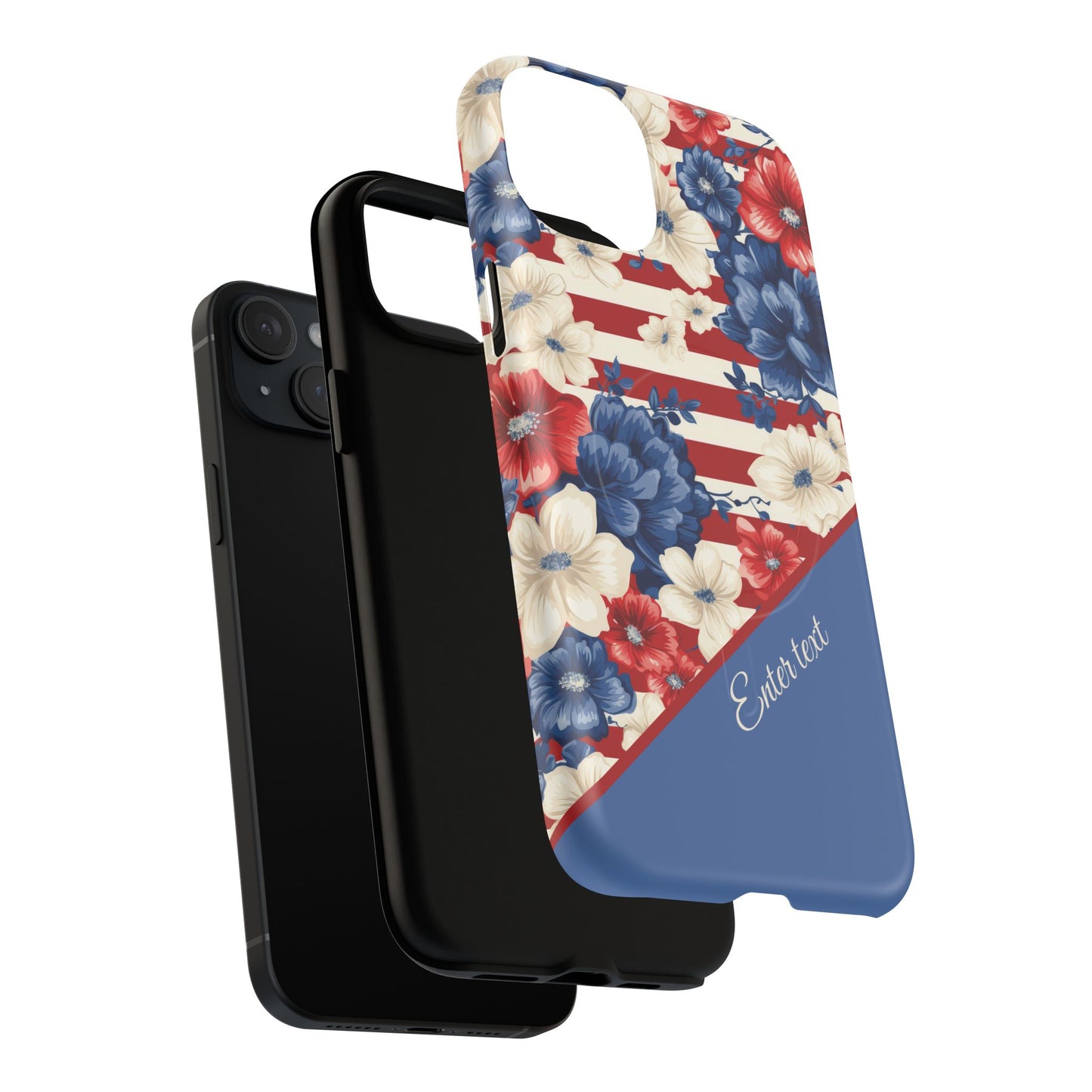 Personalized Stars, Stripes & Petals Tough Magnetic MagSafe Case, Patriotic Cover, Floral Design, Durable Protection, Gift for Her, Summer Vibes