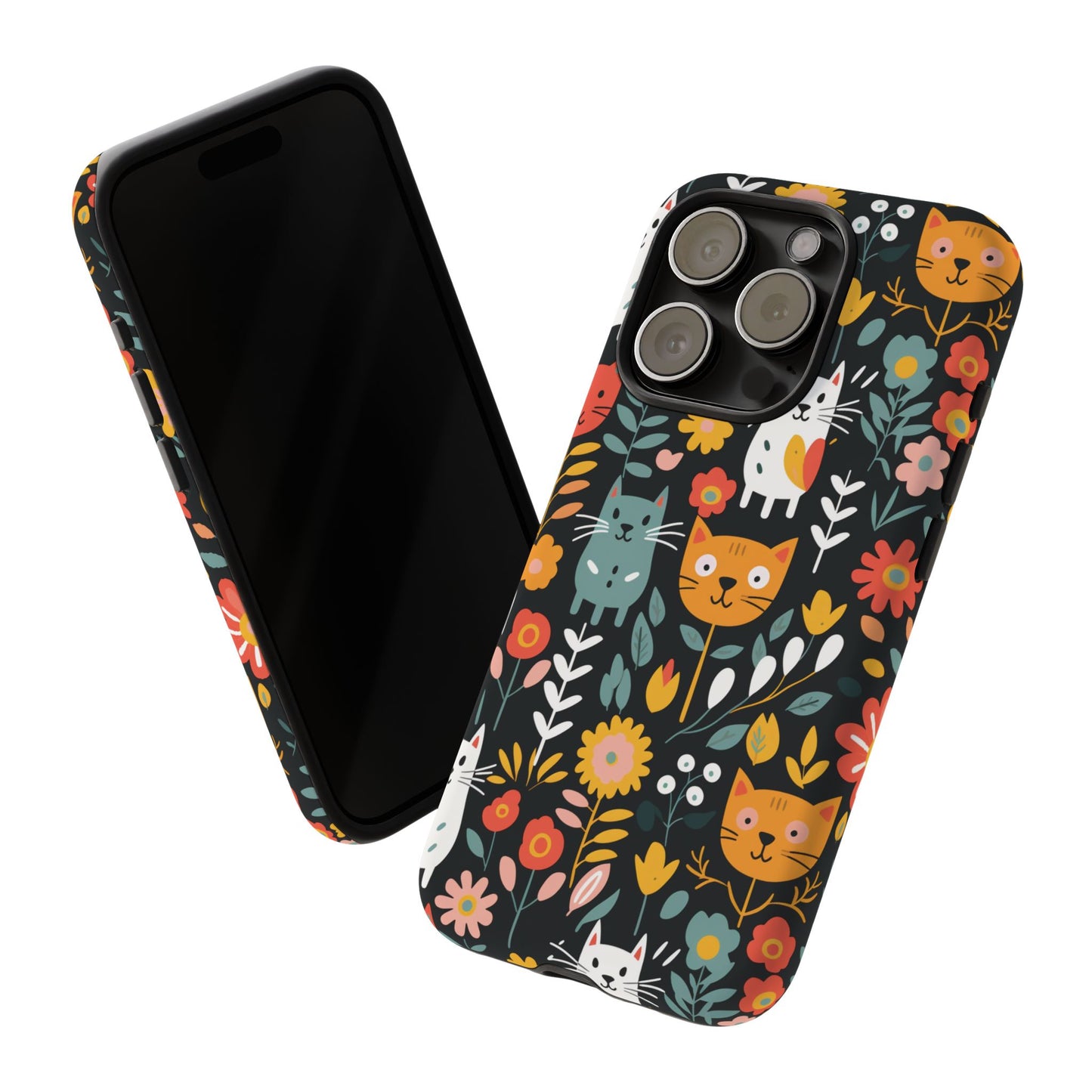 Whimsical Feline Garden iPhone, Samsung or Google Pixel Tough Cases
