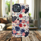 Patriotic Floral Phone Case, Tough Magnetic Cases, American Flag Design, Gift for Her, Independence Day Accessories
