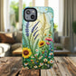 Floral Stained Harmony Glass Tough Magnetic Phone Case | Nature Inspired Design | Durable Protection | Gift for Nature Lovers | Spring Vibe