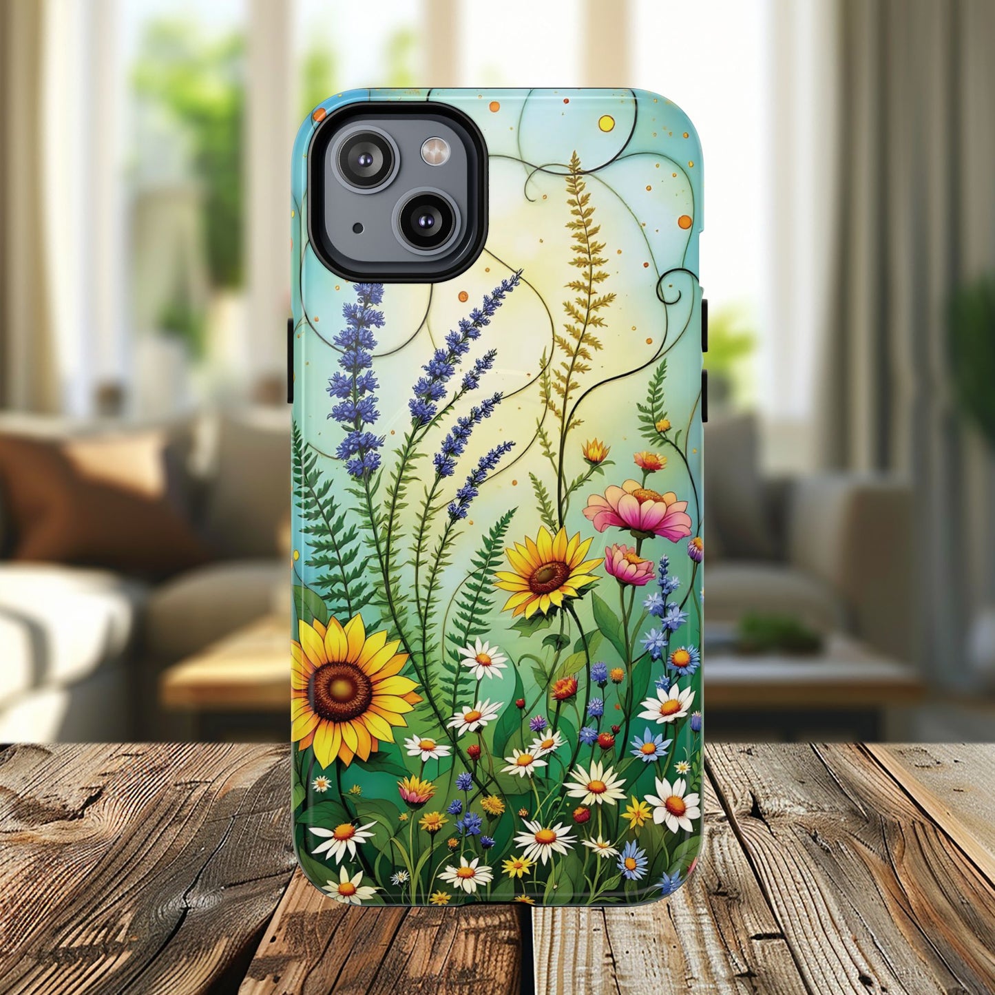 Floral Stained Harmony Glass Tough Magnetic Phone Case | Nature Inspired Design | Durable Protection | Gift for Nature Lovers | Spring Vibe