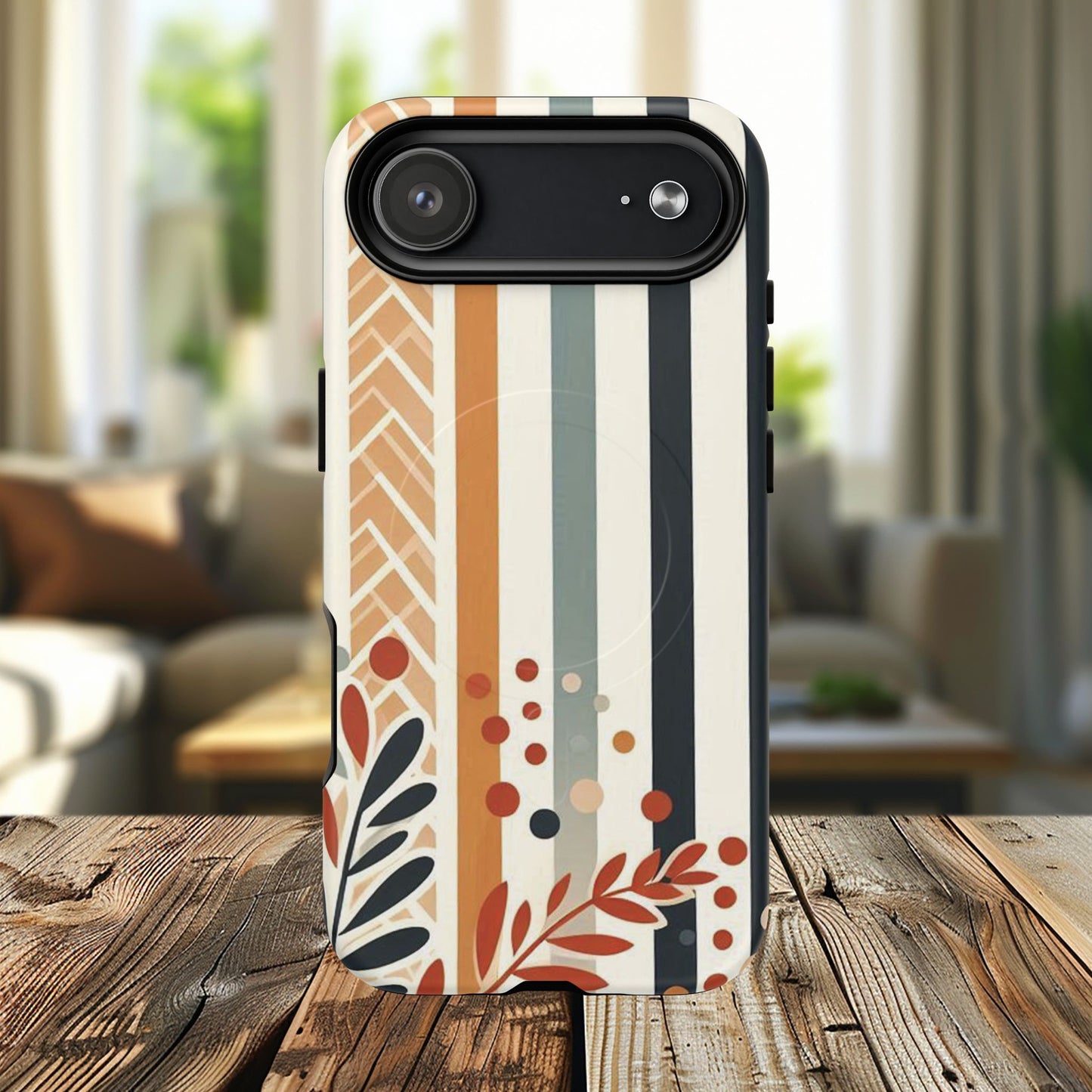 Terracotta Trails Tough Magnetic iPhone Cases for Everyday Use, Floral Patterned Stability Case, Gift for Her, Durable iPhone Accessory.
