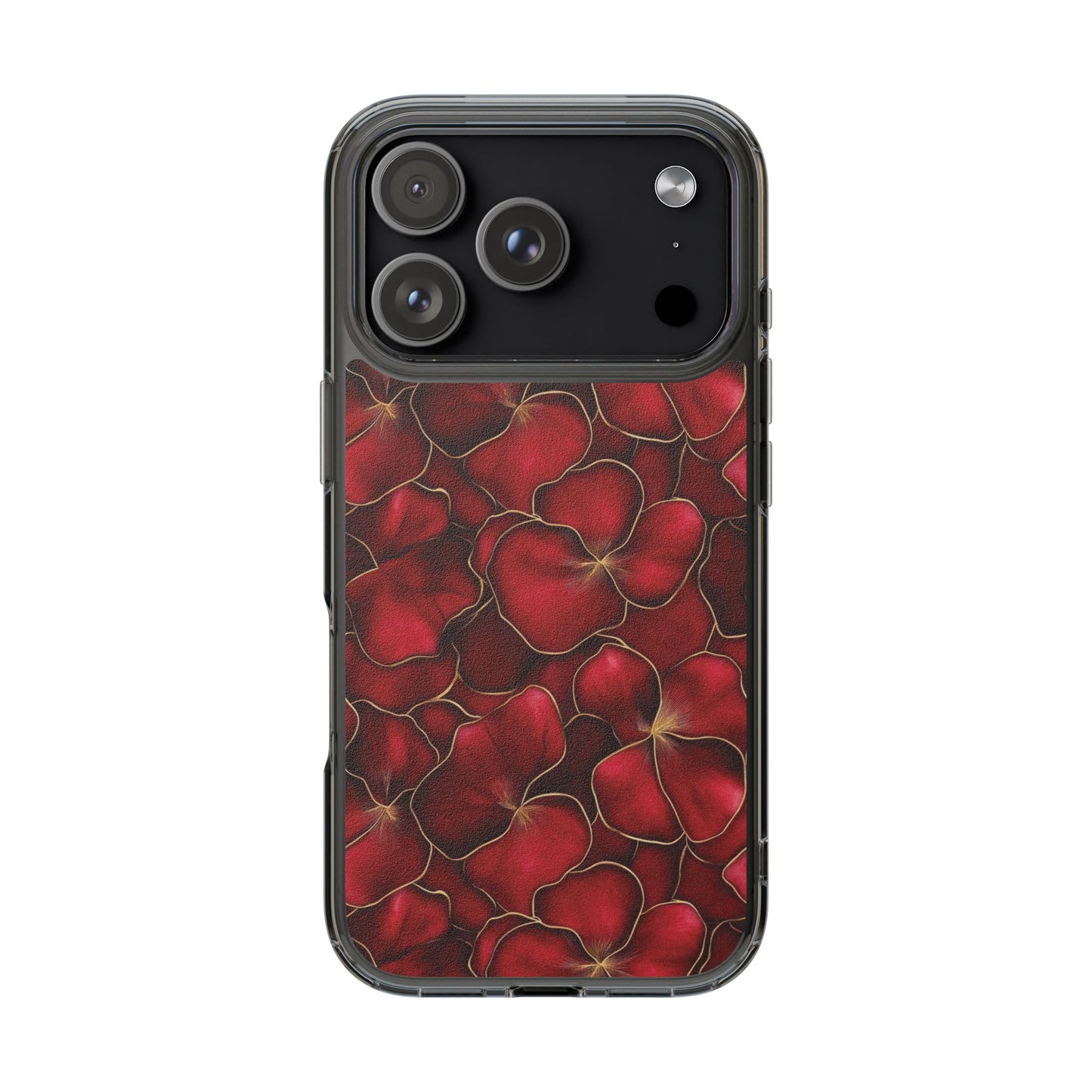 Velvet Petal Noir Floral Petal Clear Impact-Resistant iPhone and Samsung Case.