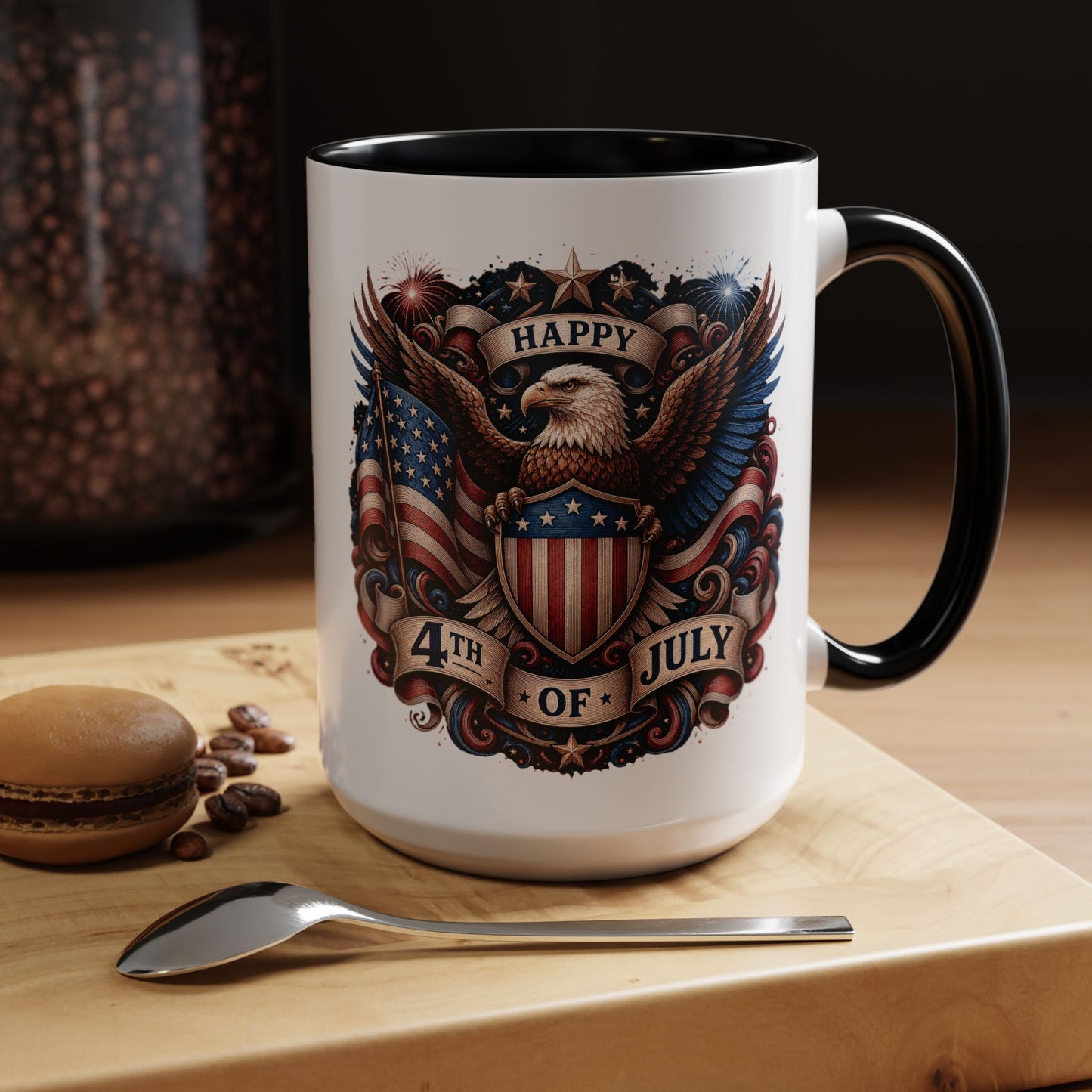 4th of July Eagle Coffee Mug — Patriotic American Flag Accent Mug (11/15oz)