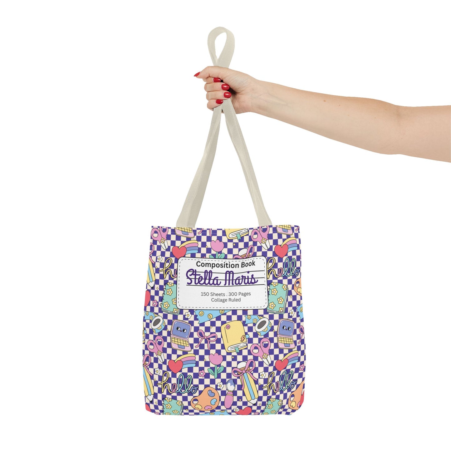 Personalized Purple Doodle Daydream Composition Book Inspired Tote Bag, Back to School Tote, Teacher Gift, Kids Bag, Custom Name Bag, Educational Accessories, Back to School Tote Bag.