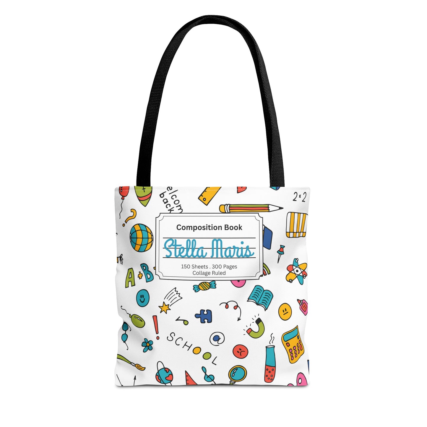 Personalized Classroom Couture Composition Book Inspired Tote Bag, Back to School Tote, Teacher Gift, Kids Bag, Custom Name Bag, Educational Accessories, Back to School Tote Bag.